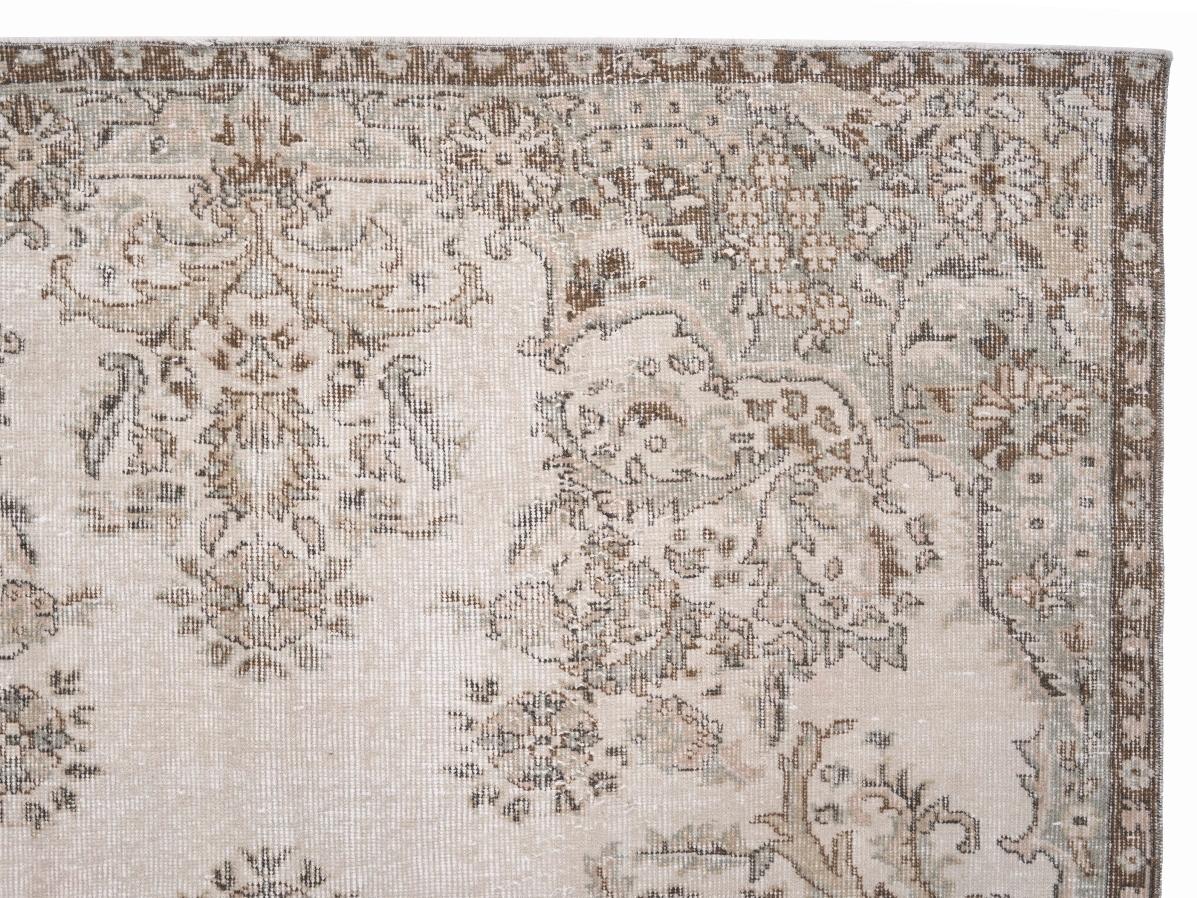 Turkish Isparta area rug in ivory and taupe, view 8 of 10