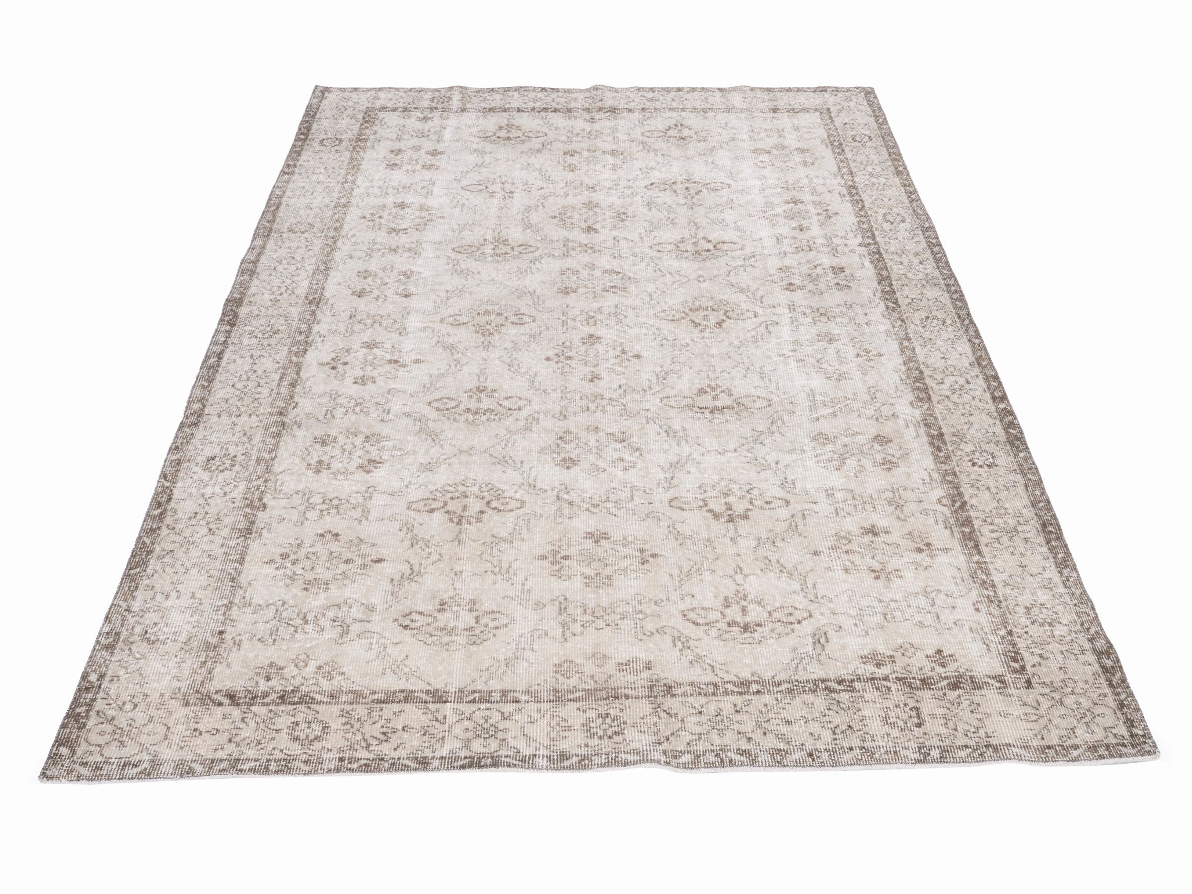 Turkish Isparta area rug in ivory and taupe, view 2 of 10