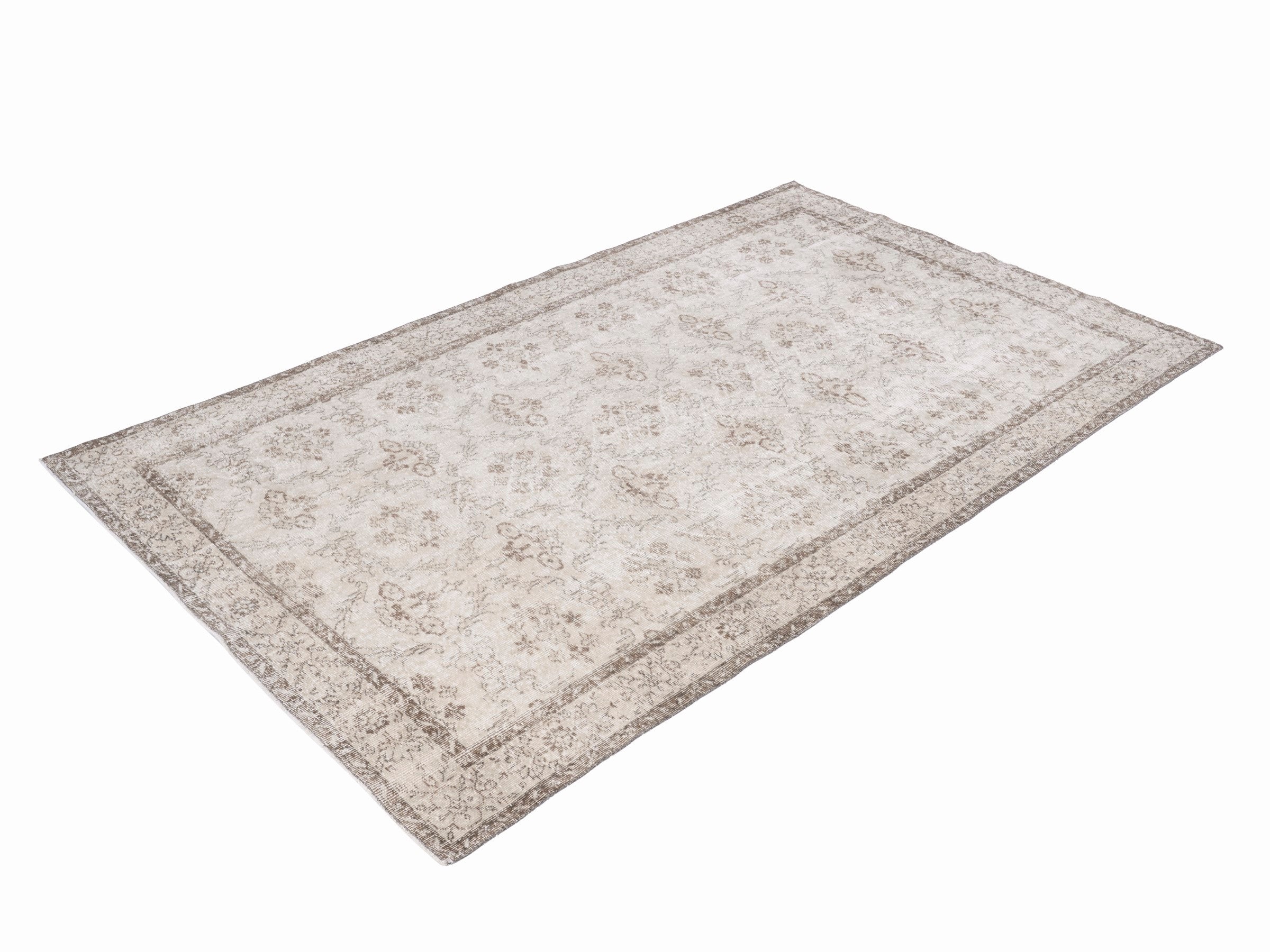 Turkish Isparta area rug in ivory and taupe, view 3 of 10