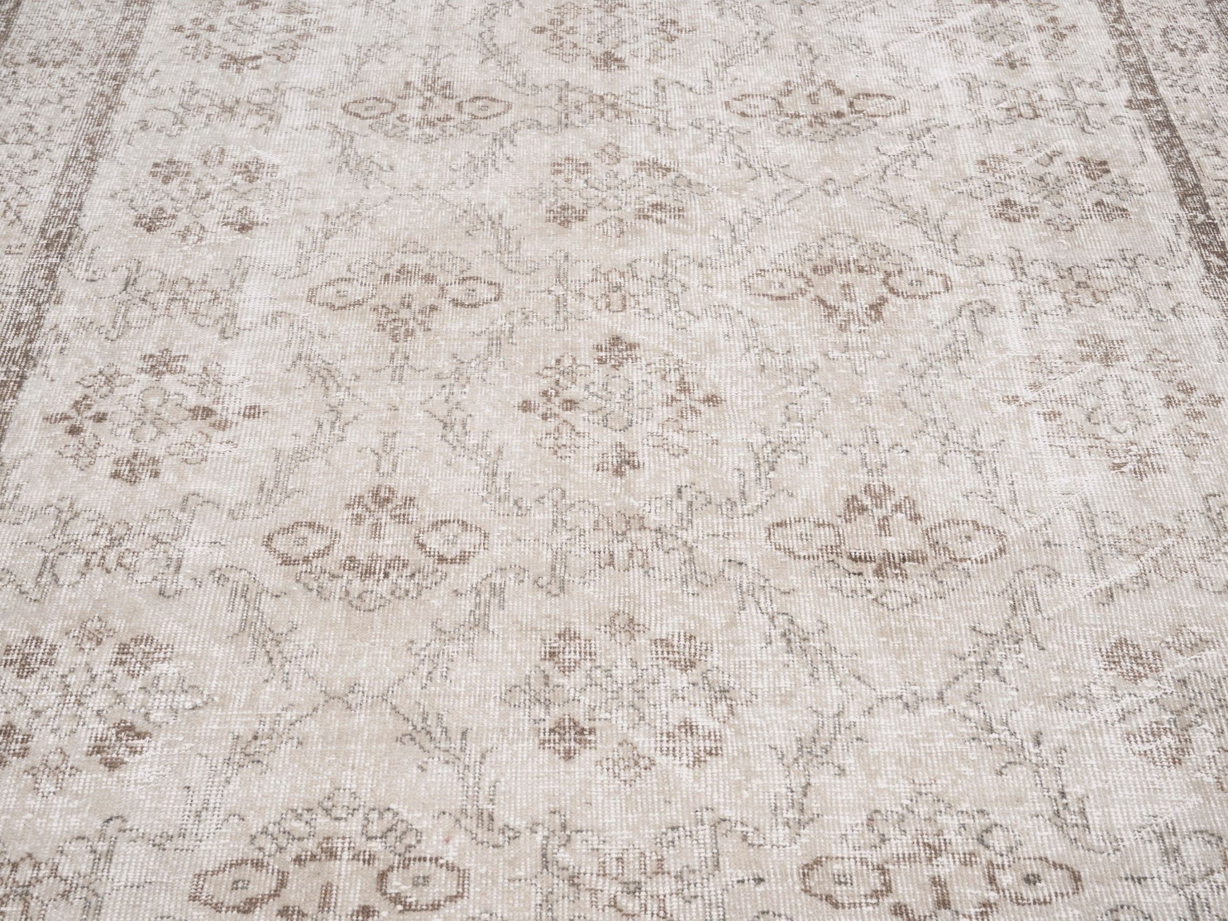 Turkish Isparta area rug in ivory and taupe, view 4 of 10
