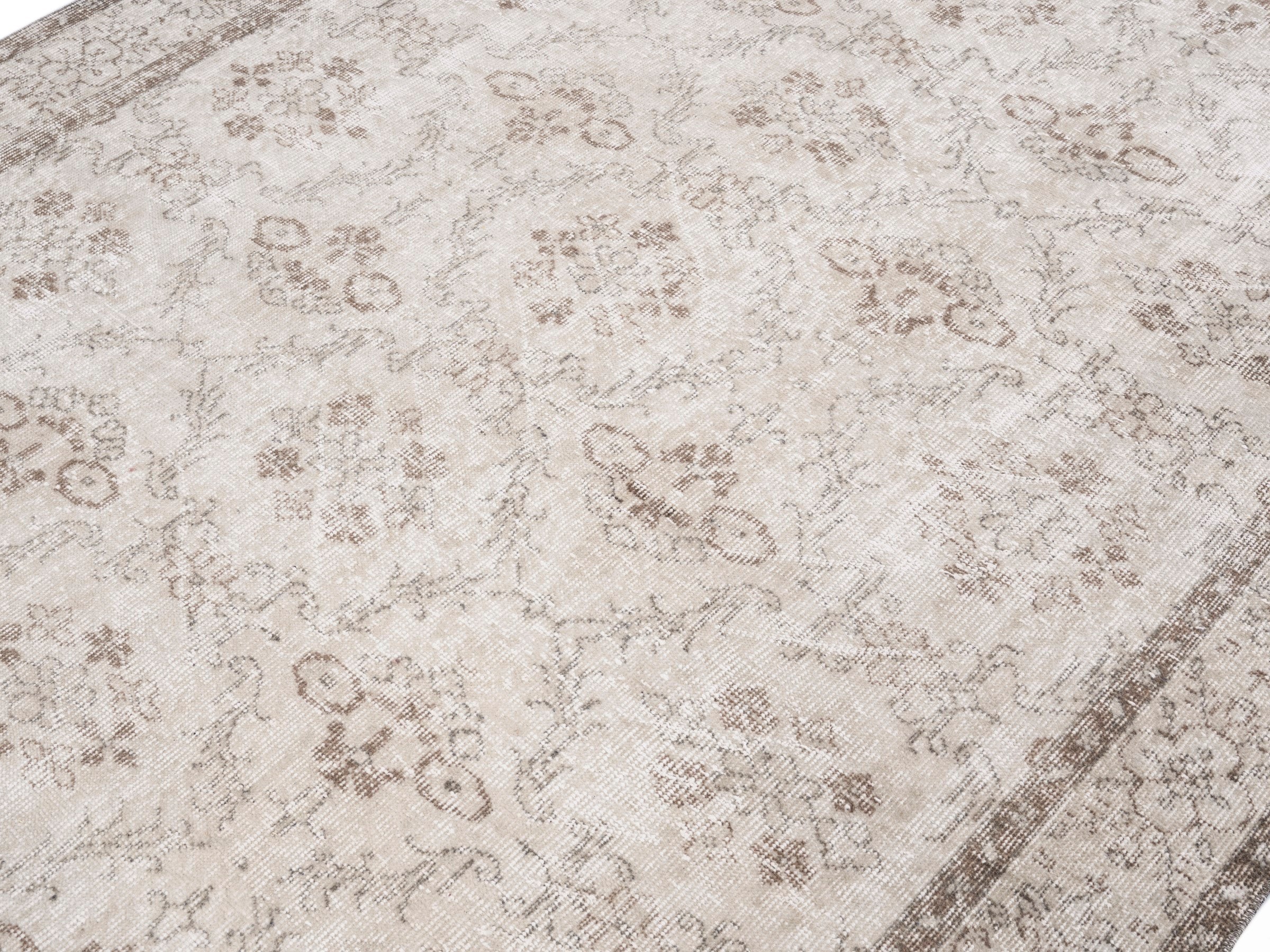 Turkish Isparta area rug in ivory and taupe, view 5 of 10