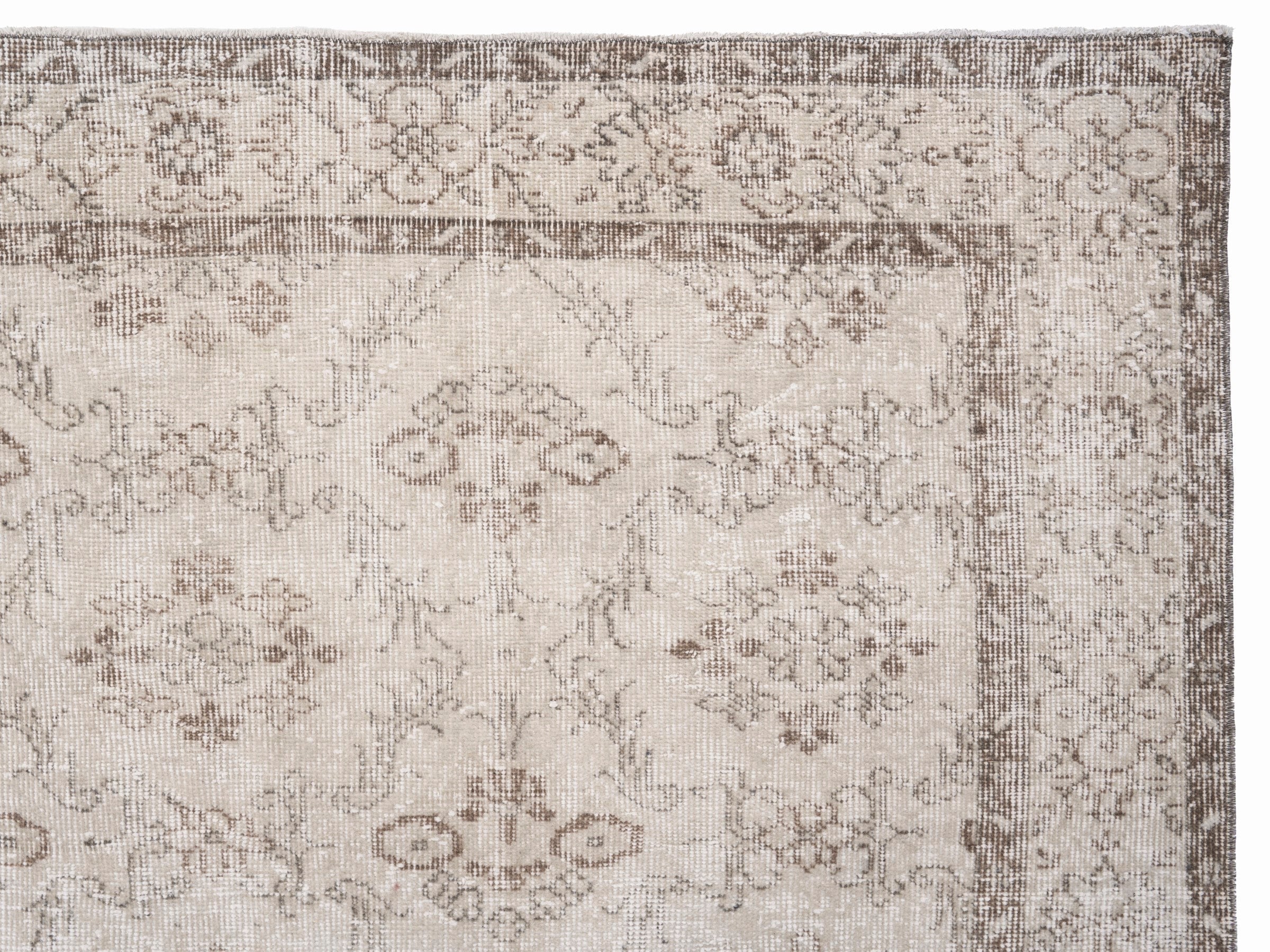 Turkish Isparta area rug in ivory and taupe, view 8 of 10