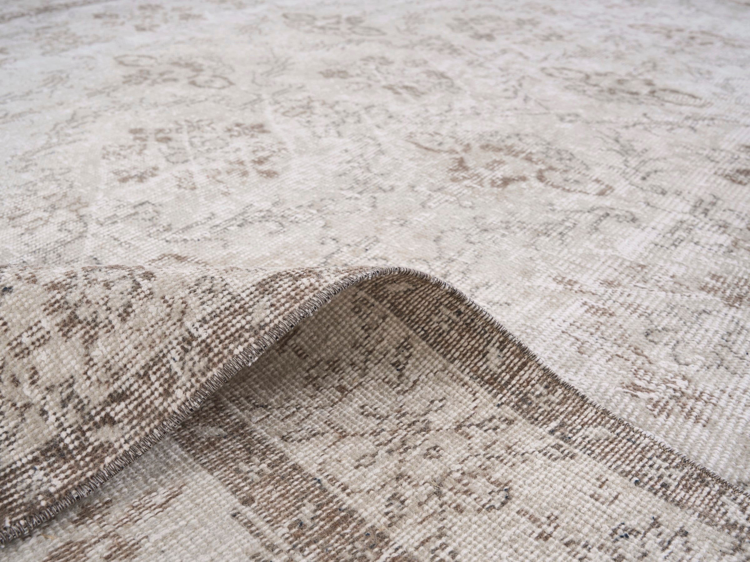 Turkish Isparta area rug in ivory and taupe, view 9 of 10