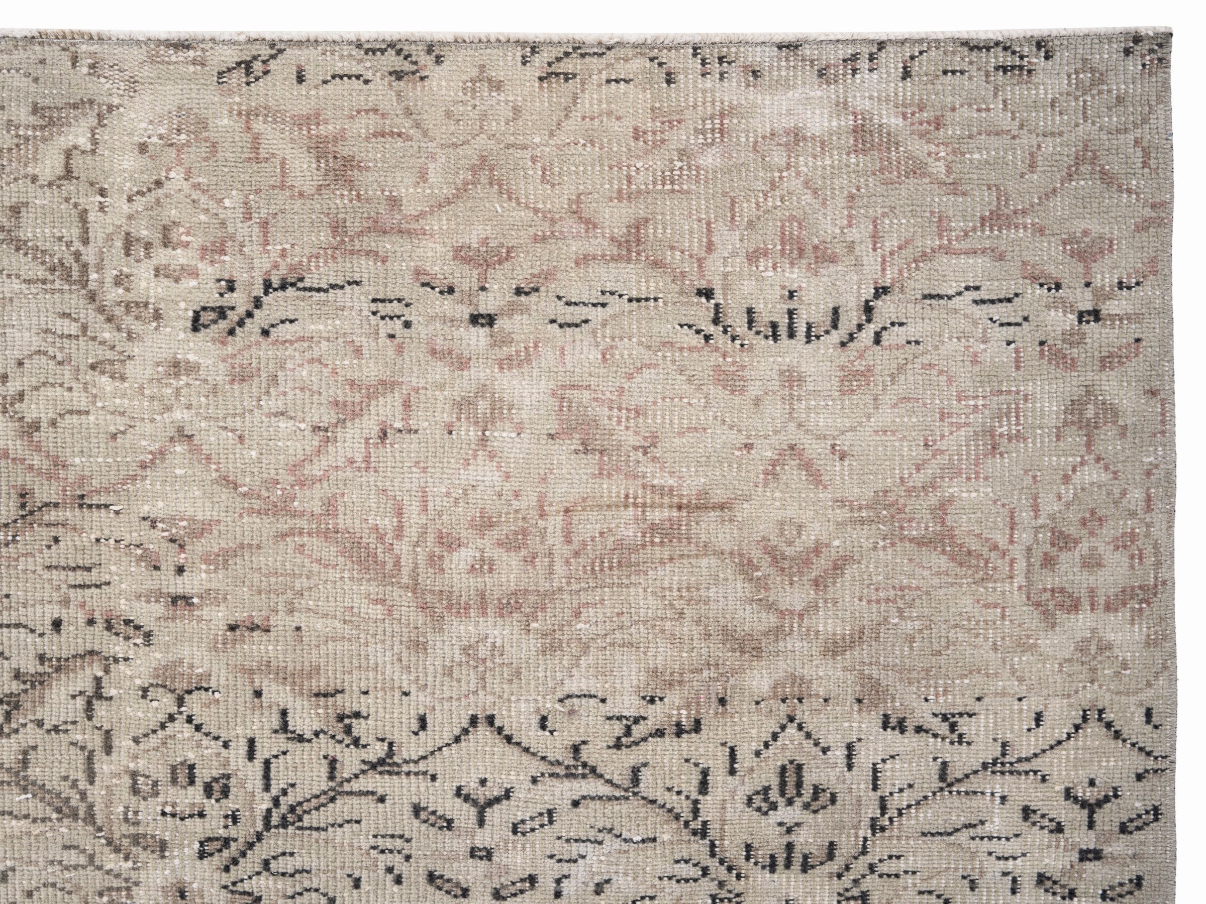 Turkish Manisa area rug in cream and taupe, view 8 of 10