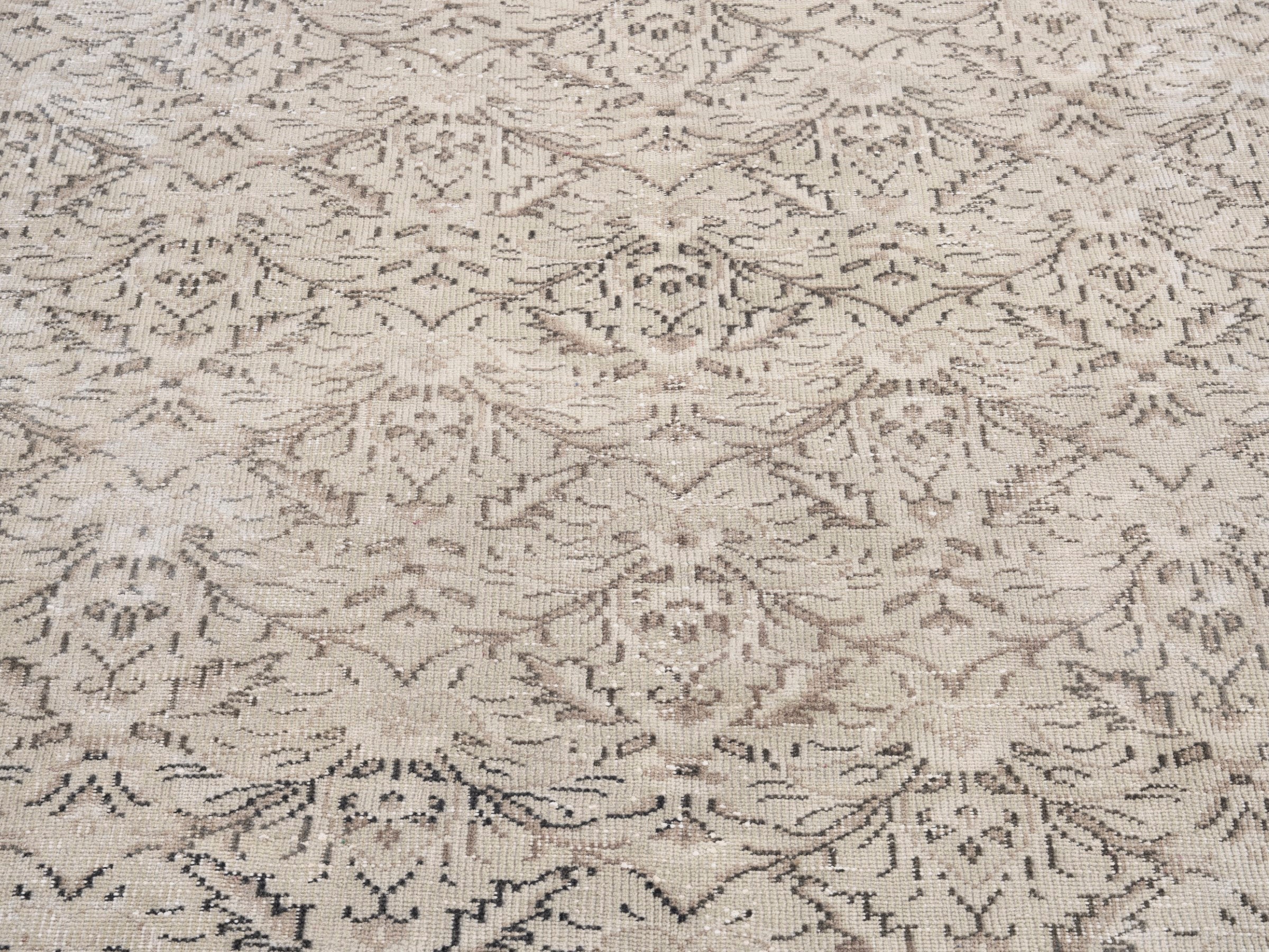Turkish Manisa area rug in cream and taupe, view 4 of 10