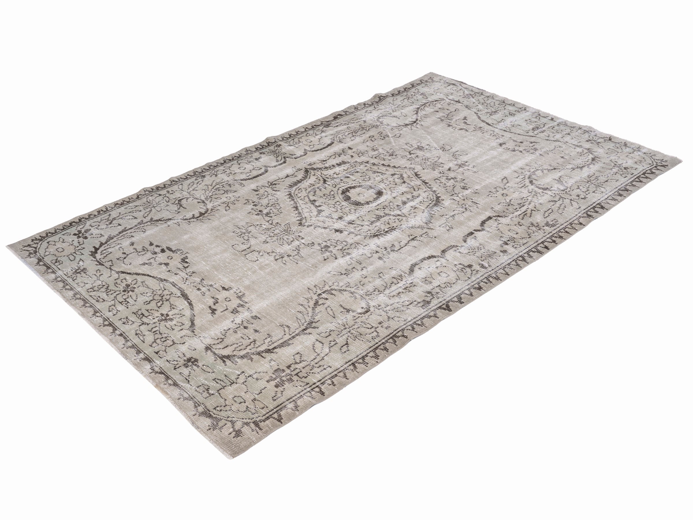 Turkish Manisa area rug in cream and greige, view 3 of 10