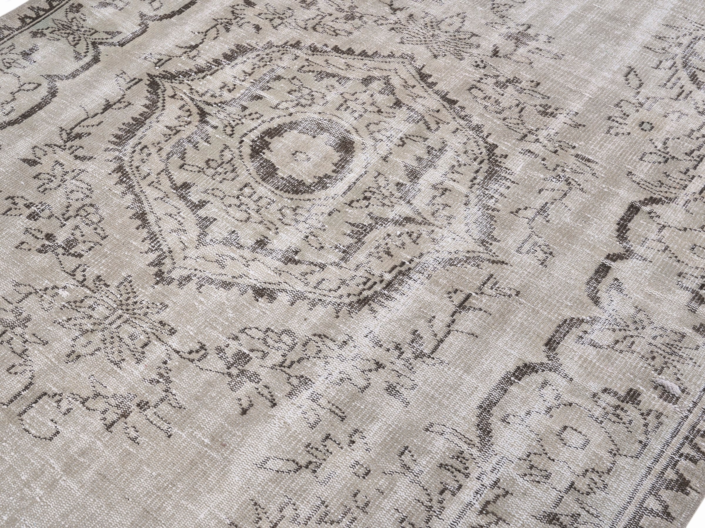 Turkish Manisa area rug in cream and greige, view 5 of 10