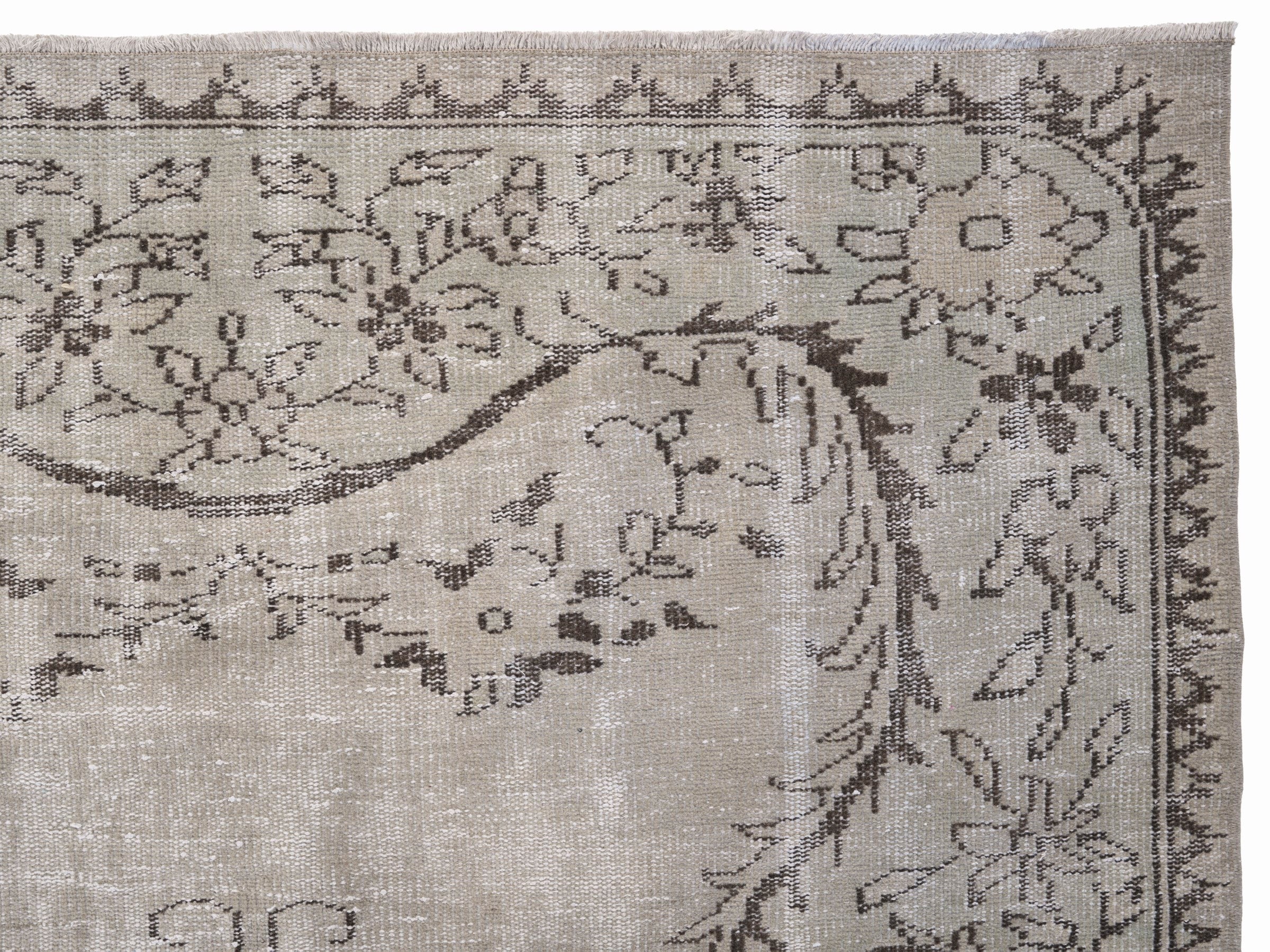 Turkish Manisa area rug in cream and greige, view 8 of 10