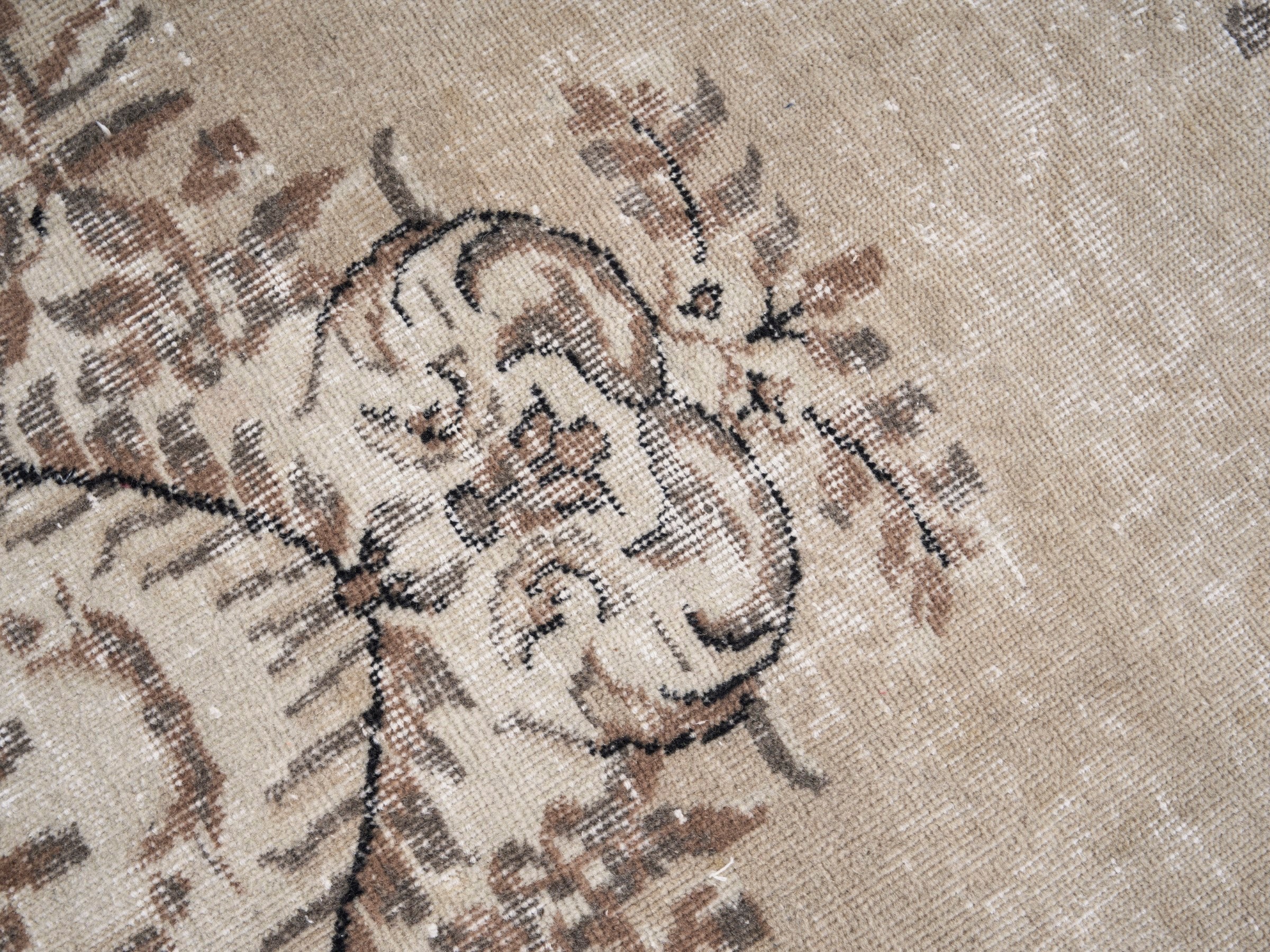 Turkish Isparta area rug in cream and taupe, view 7 of 10