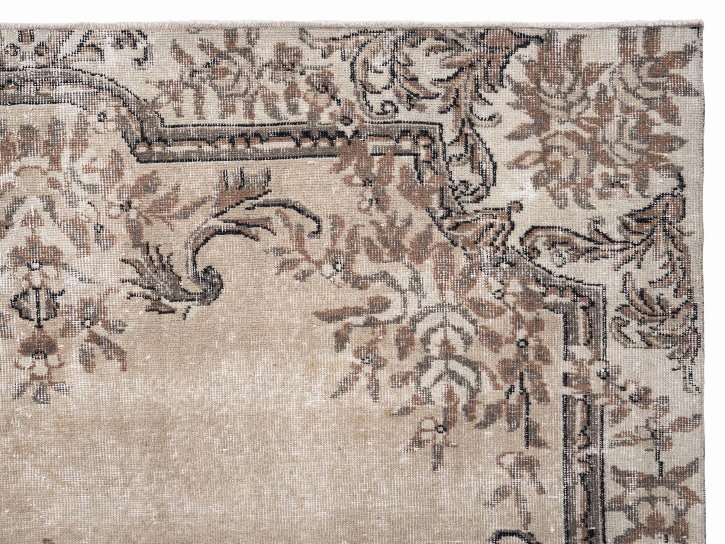 Turkish Isparta area rug in cream and taupe, view 8 of 10