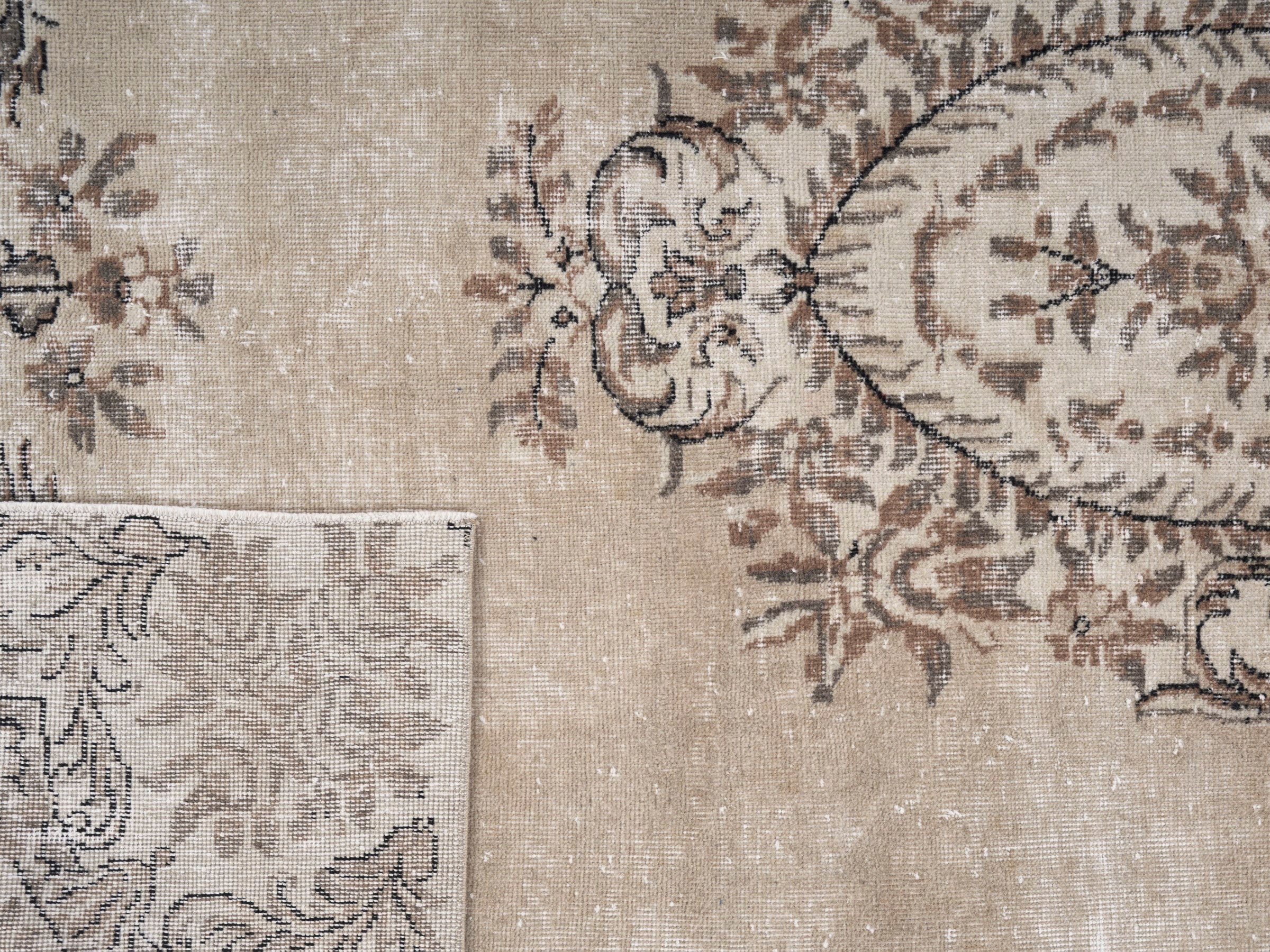 Turkish Isparta area rug in cream and taupe, view 10 of 10