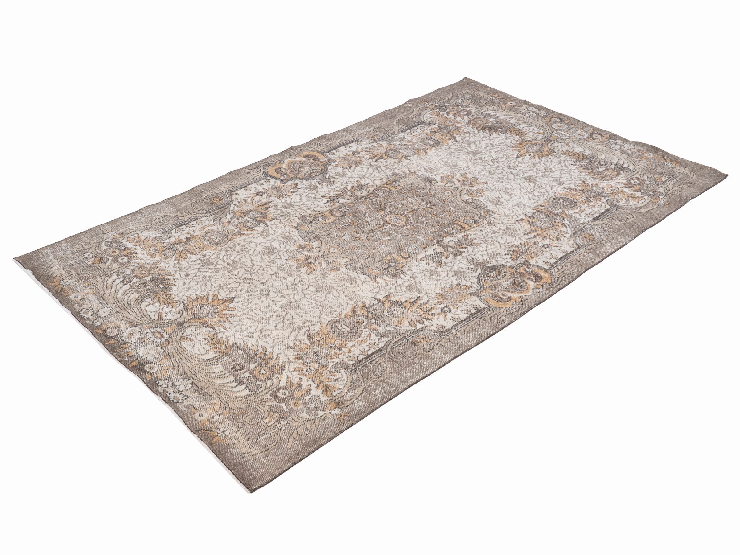 Turkish Isparta area rug in cream and tan, view 3 of 10
