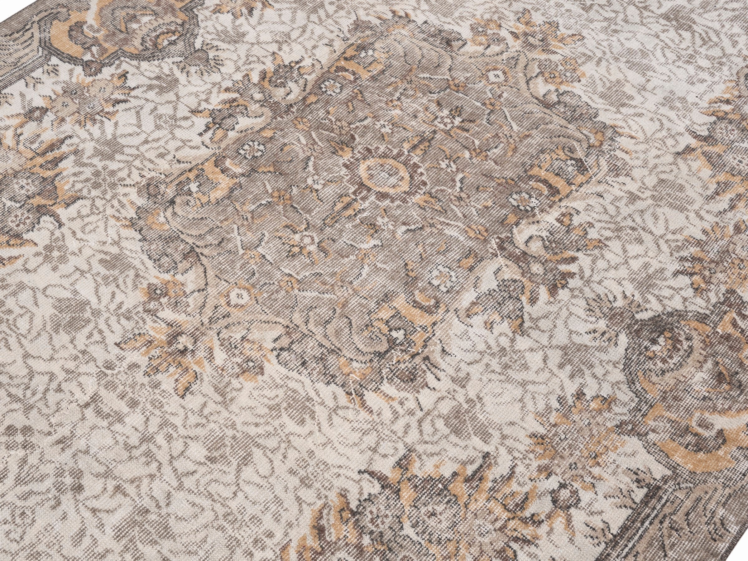 Turkish Isparta area rug in cream and tan, view 5 of 10