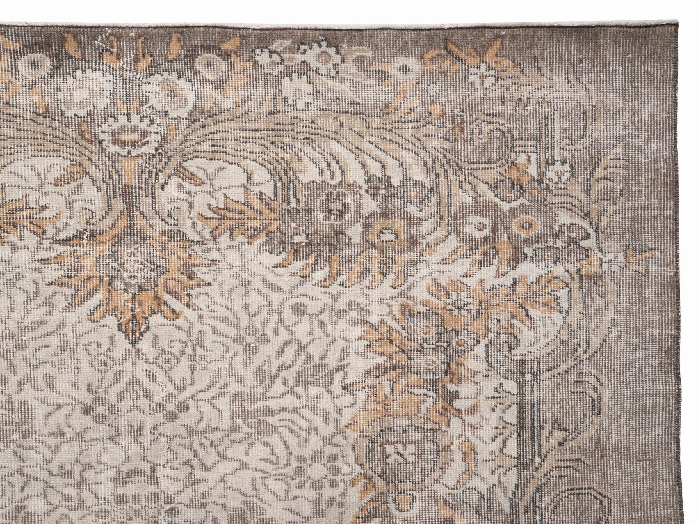 Turkish Isparta area rug in cream and tan, view 8 of 10