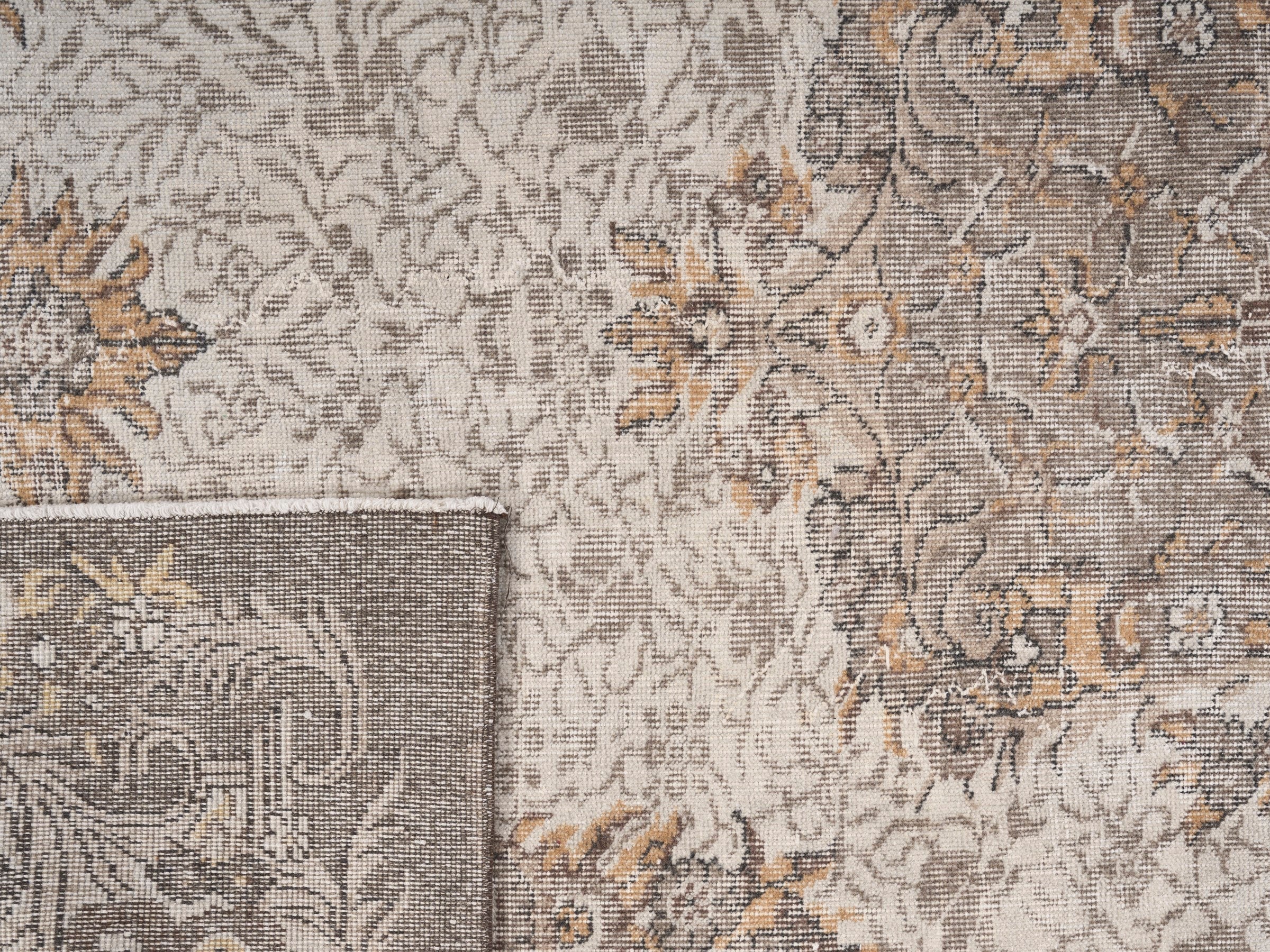 Turkish Isparta area rug in cream and tan, view 10 of 10