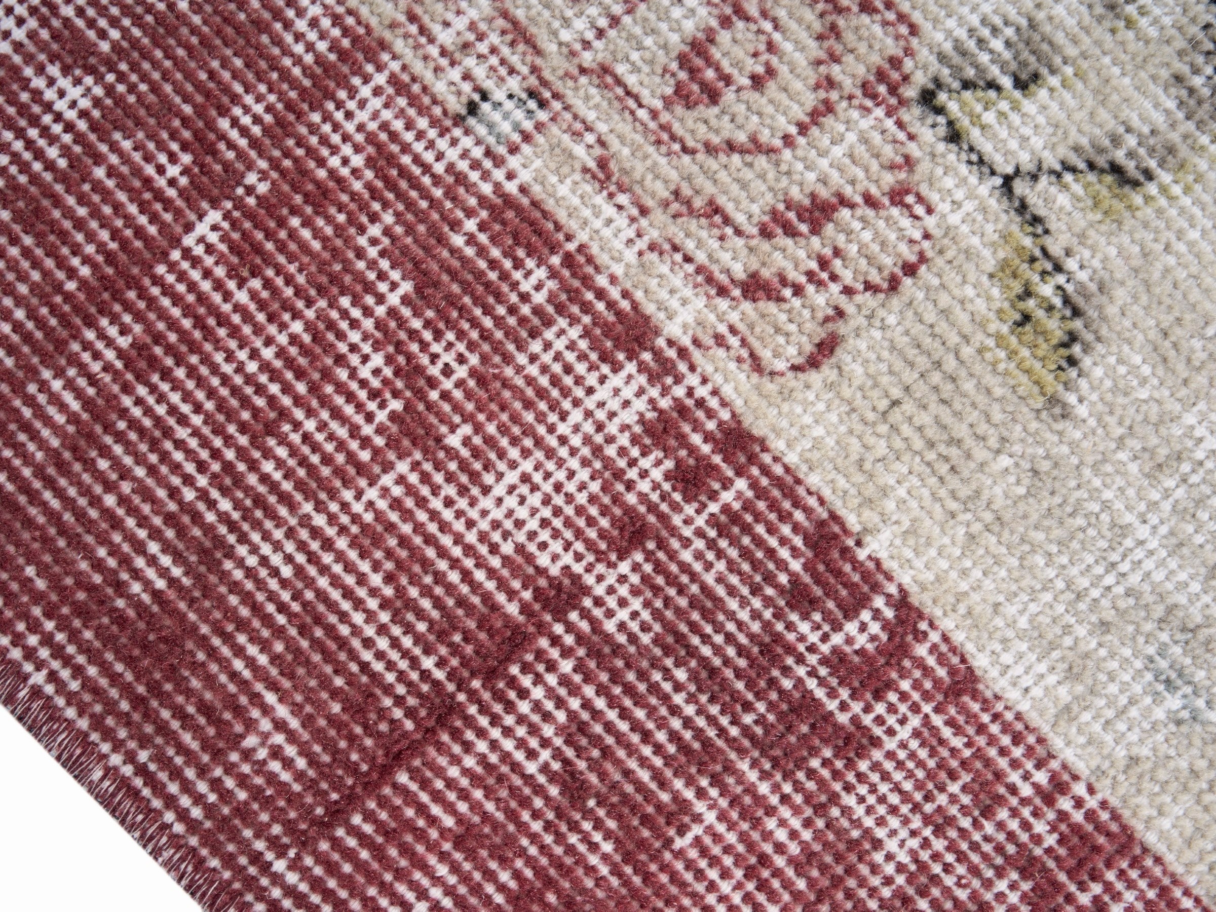 Turkish Isparta area rug in cream and rose, view 6 of 10
