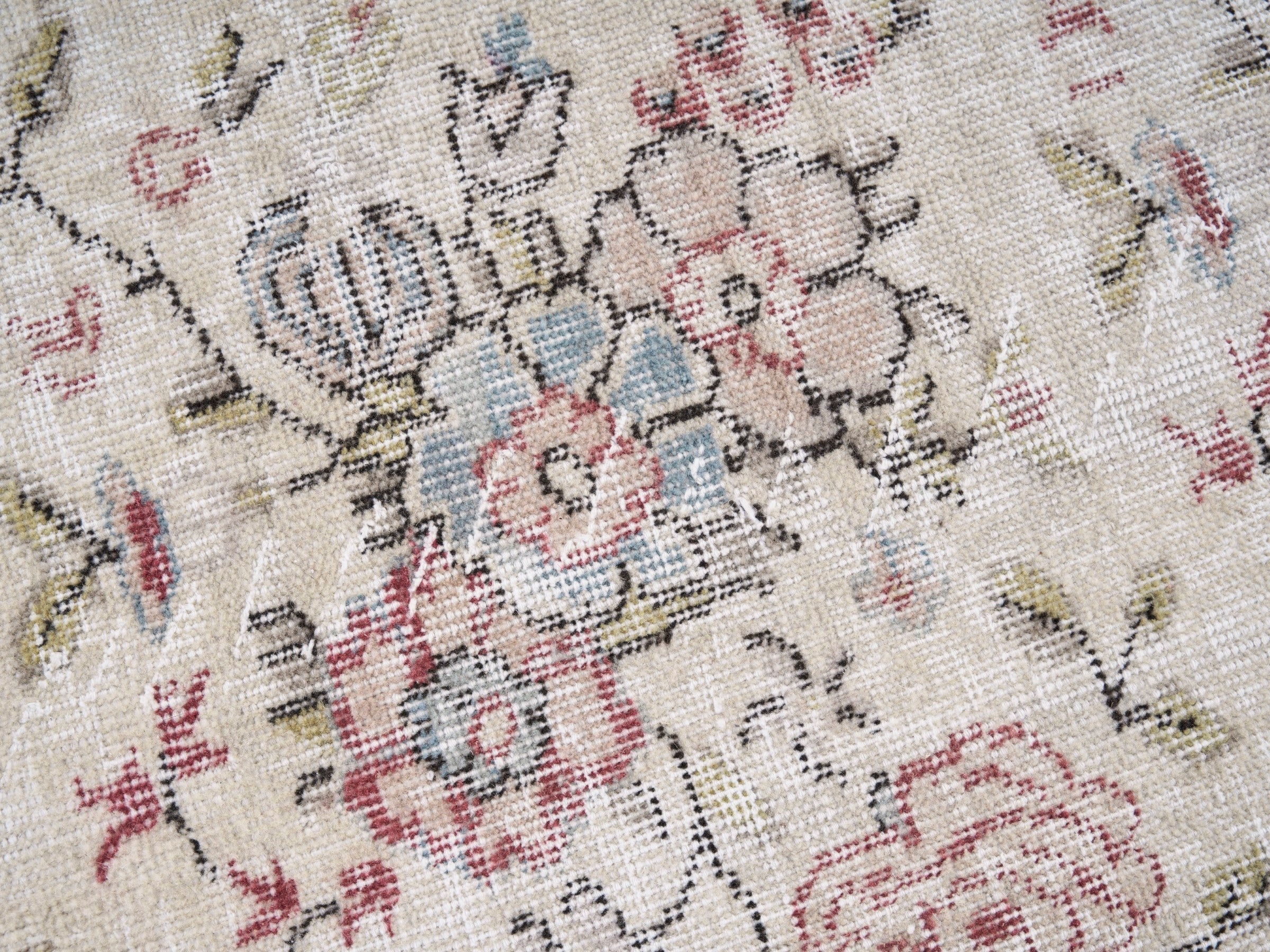 Turkish Isparta area rug in cream and rose, view 7 of 10