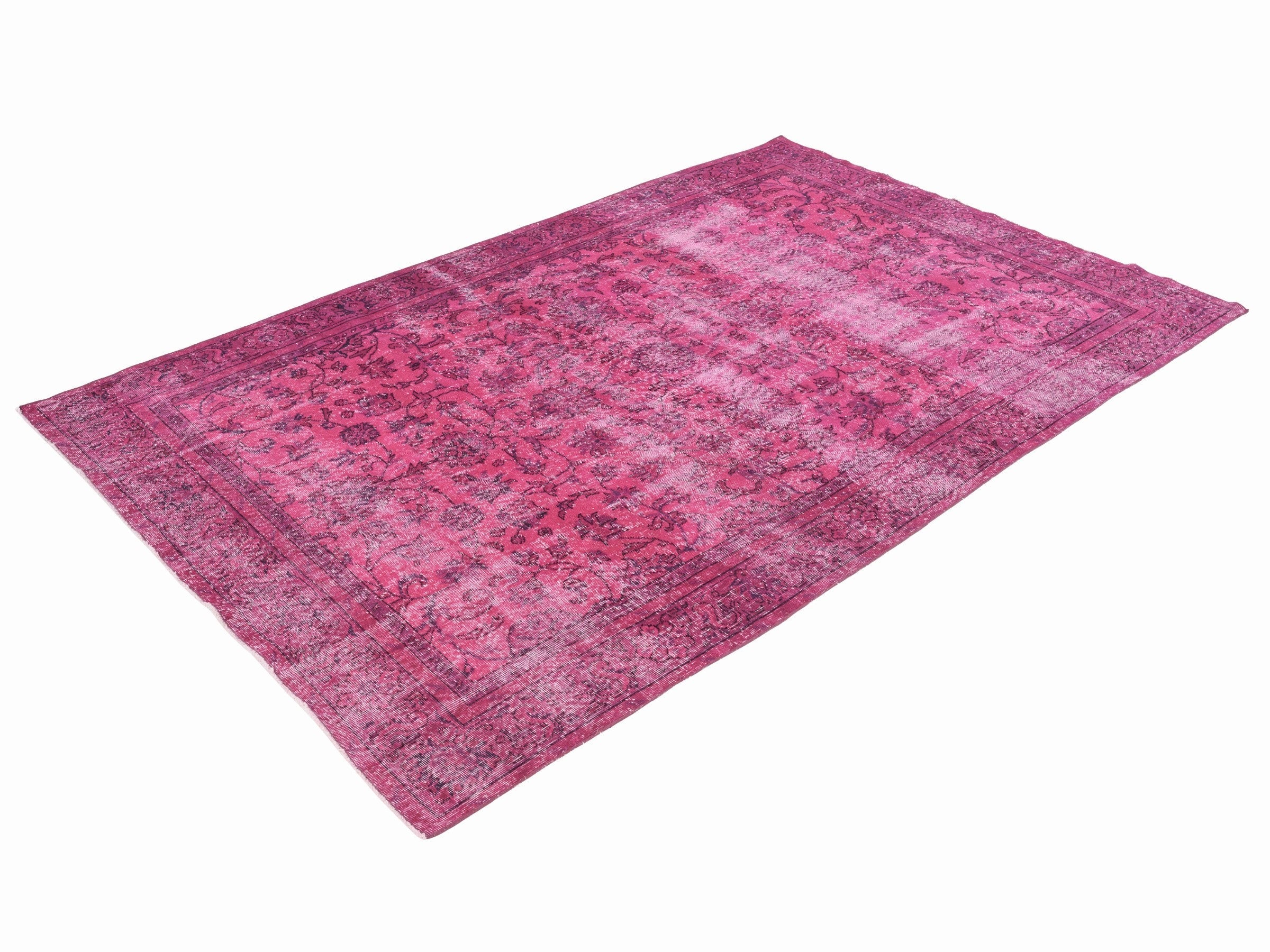 Turkish Isparta area rug in magenta and faded red, view 3 of 10