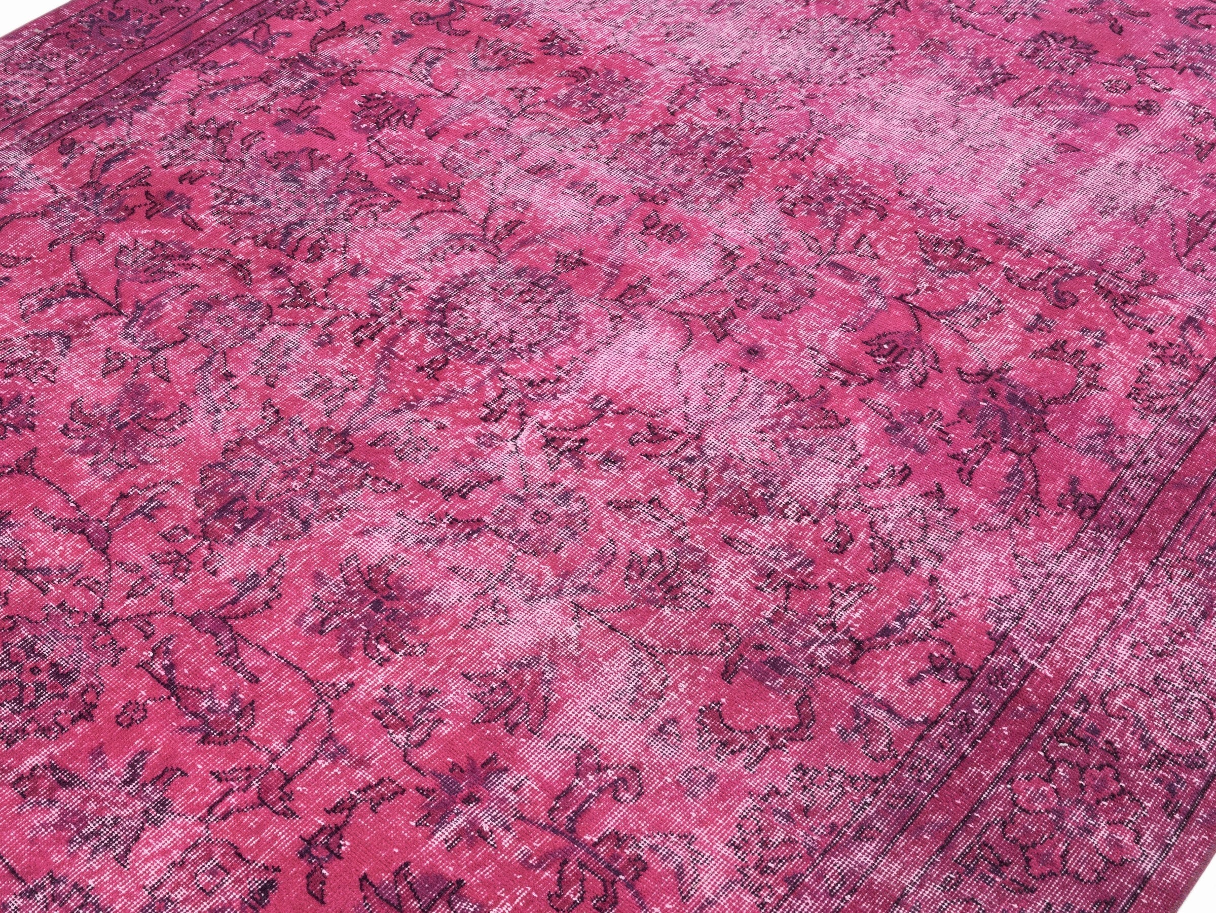 Turkish Isparta area rug in magenta and faded red, view 5 of 10