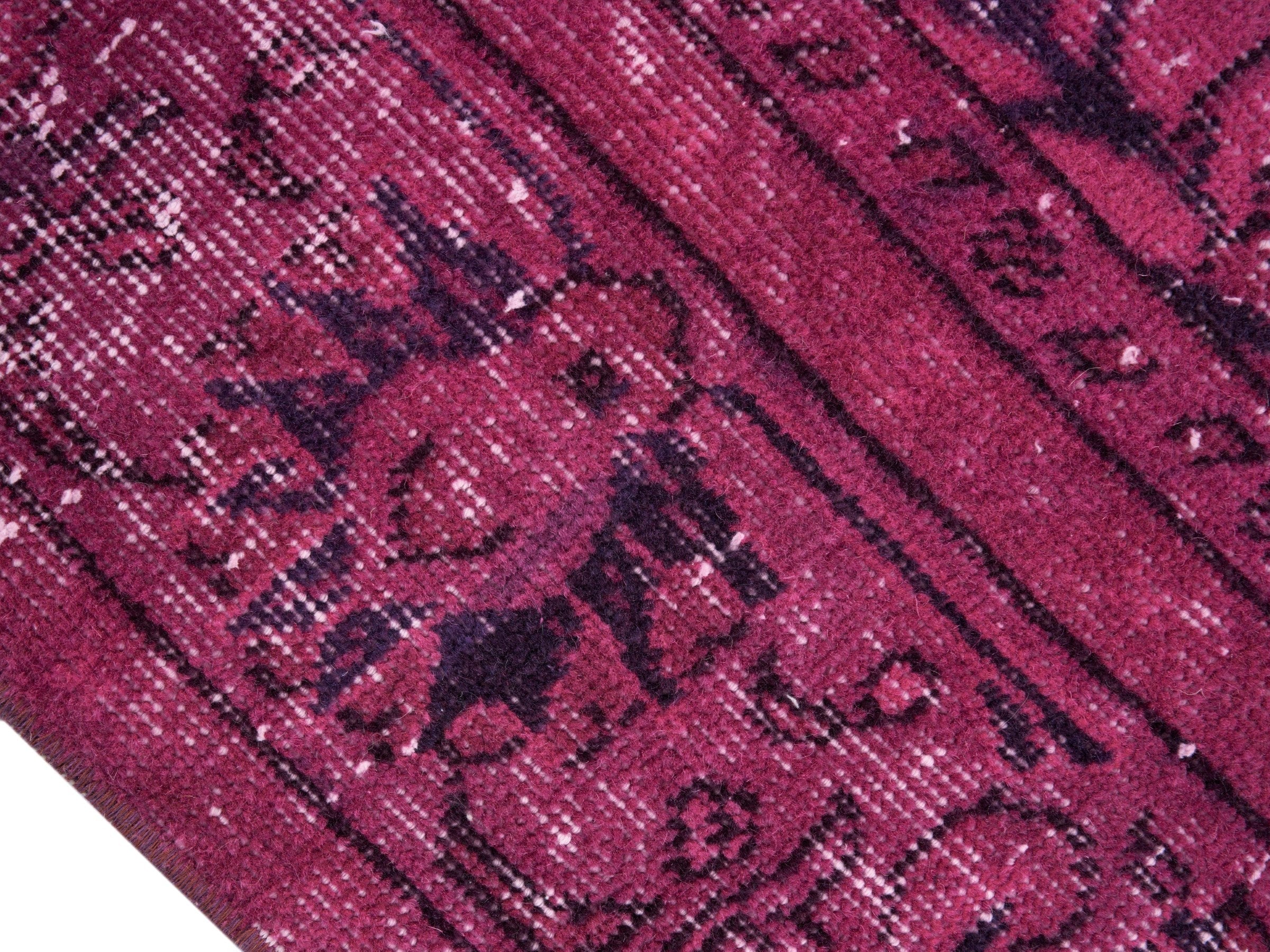 Turkish Isparta area rug in magenta and faded red, view 6 of 10