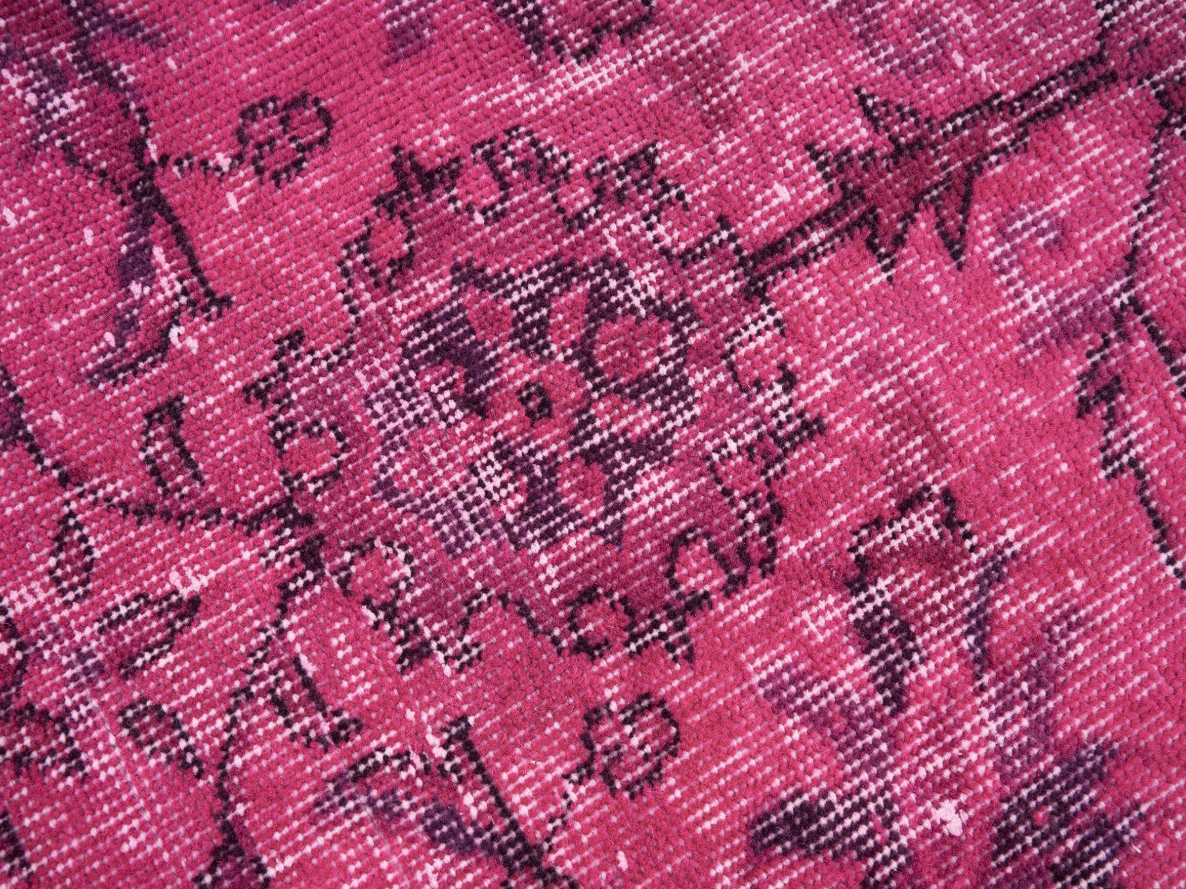 Turkish Isparta area rug in magenta and faded red, view 7 of 10