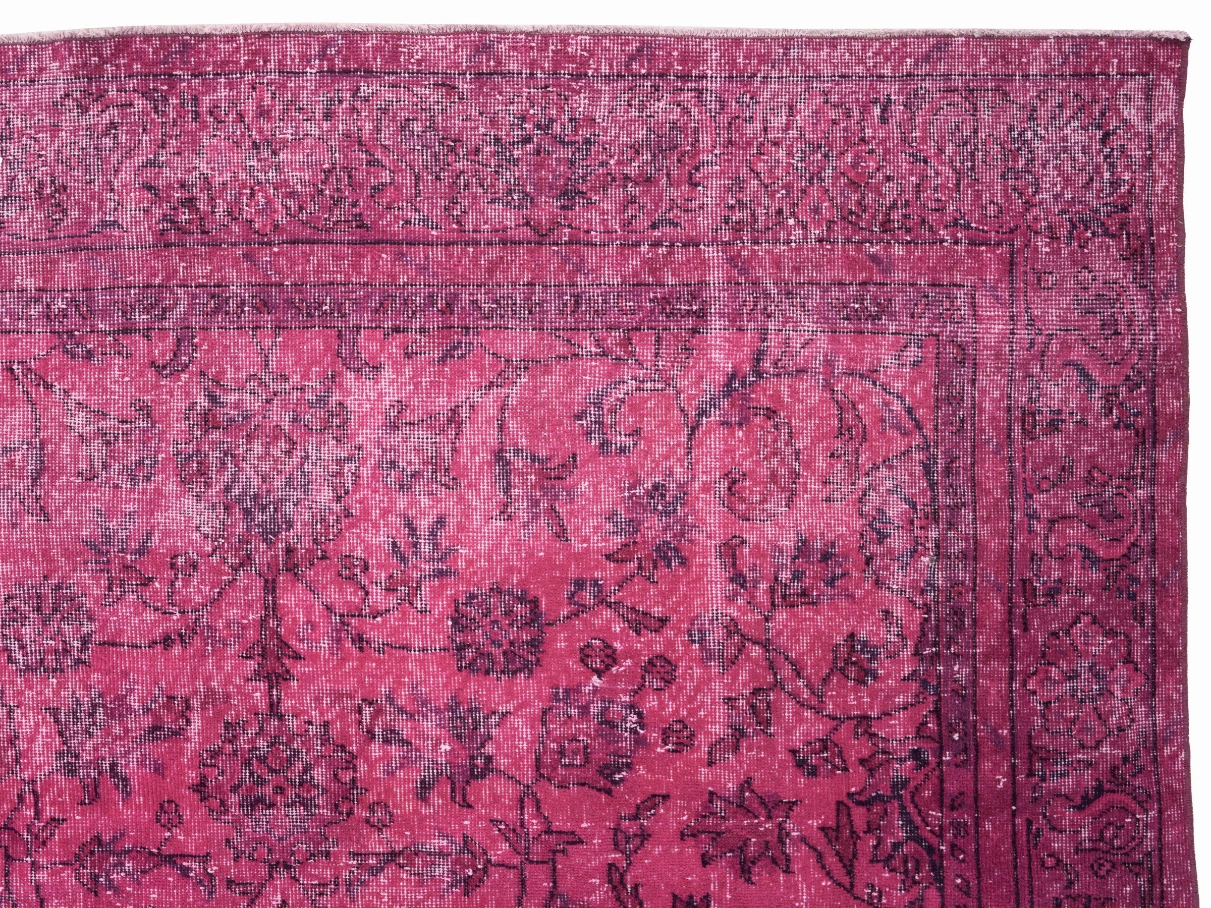 Turkish Isparta area rug in magenta and faded red, view 8 of 10