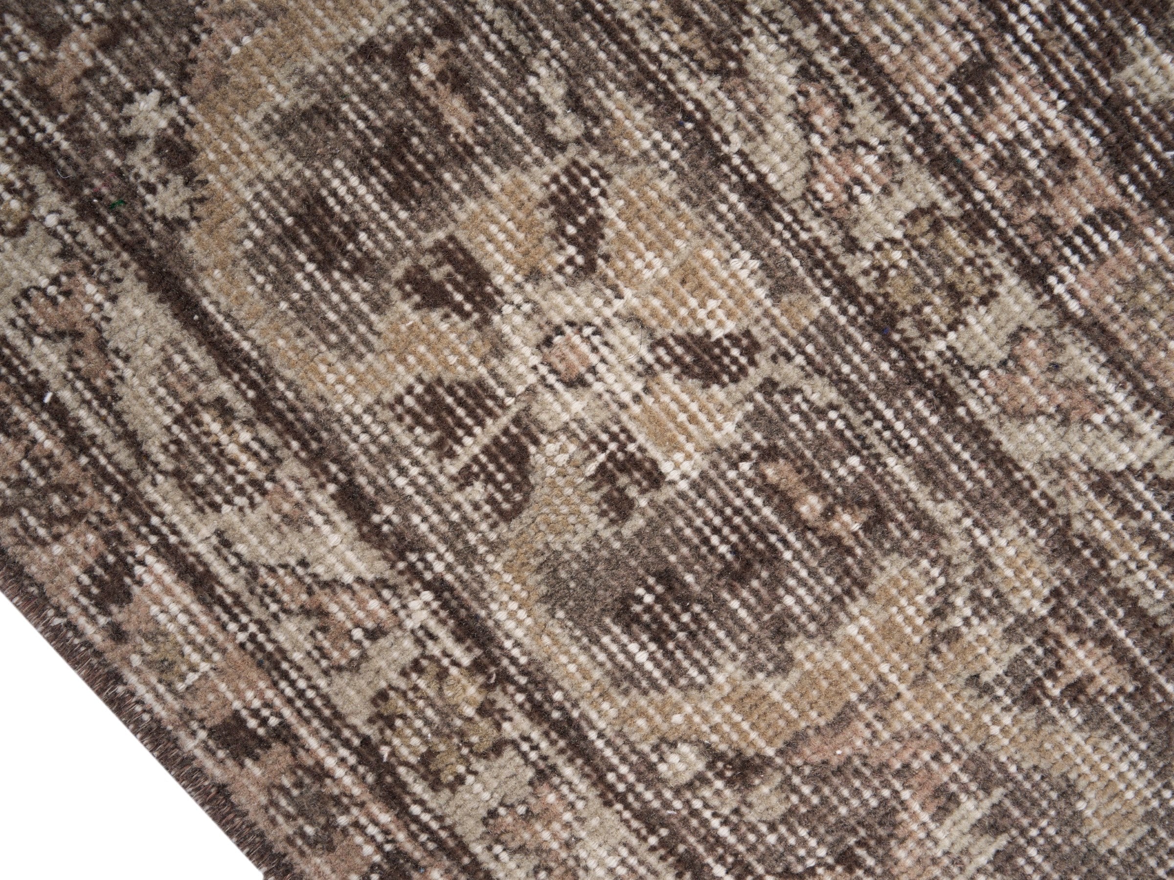 Turkish Isparta area rug in cream and brown, view 6 of 10