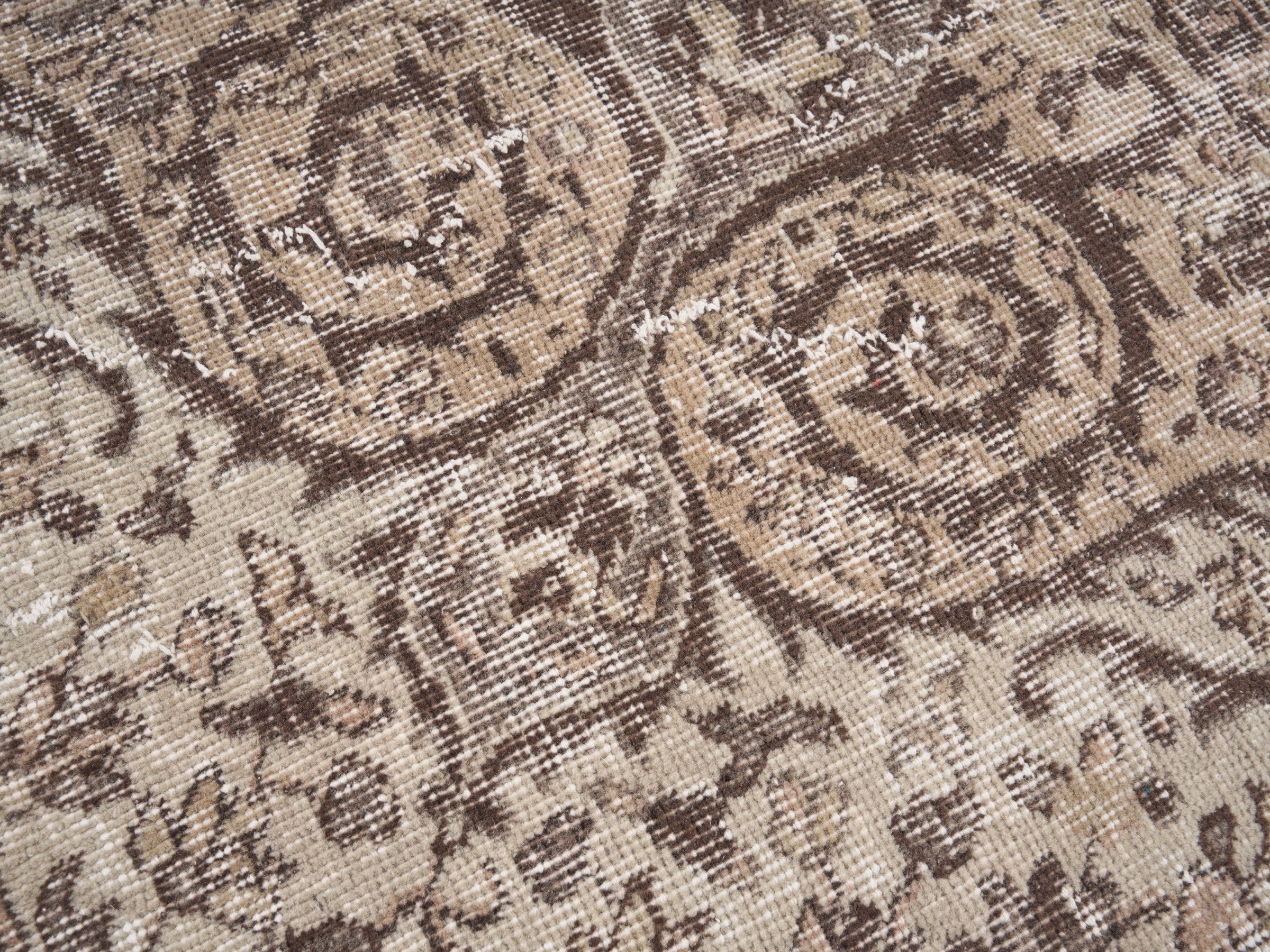 Turkish Isparta area rug in cream and brown, view 7 of 10