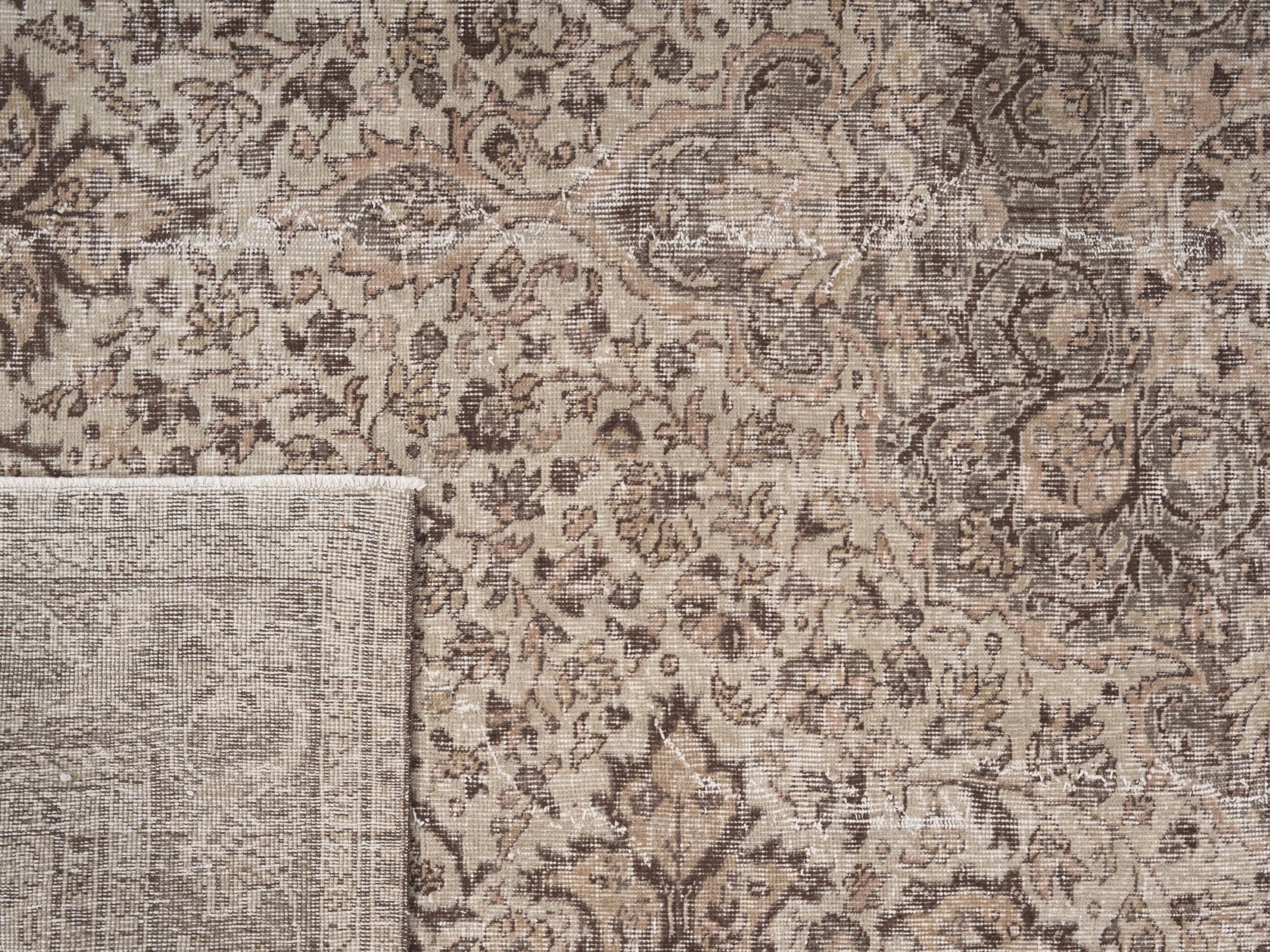 Turkish Isparta area rug in cream and brown, view 10 of 10