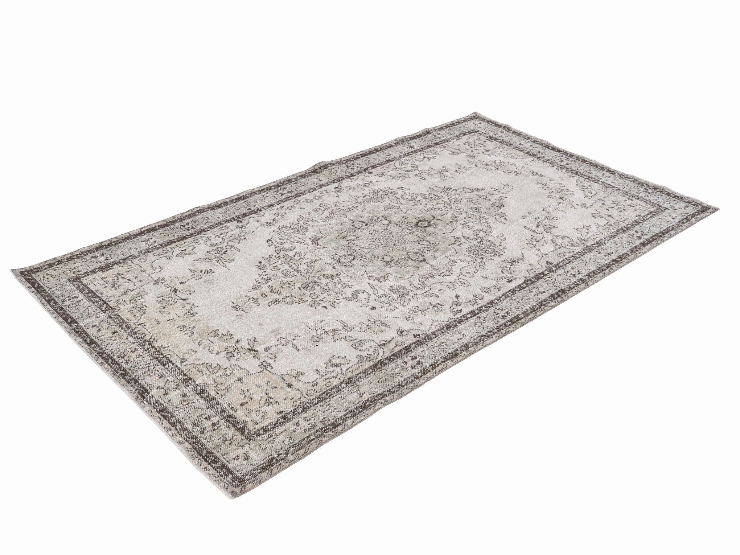 Turkish Isparta area rug in cream and taupe, view 3 of 10
