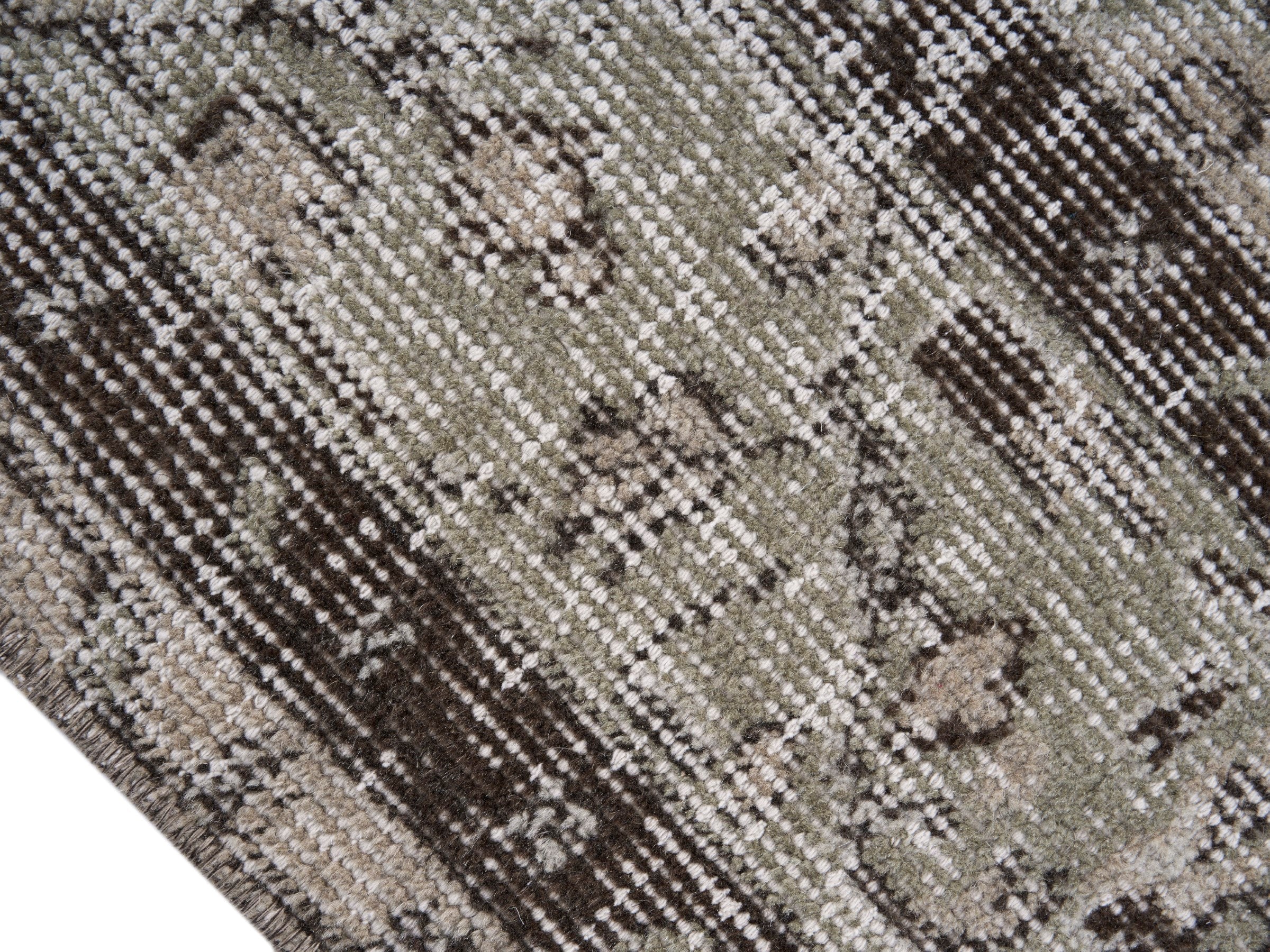 Turkish Isparta area rug in cream and taupe, view 6 of 10