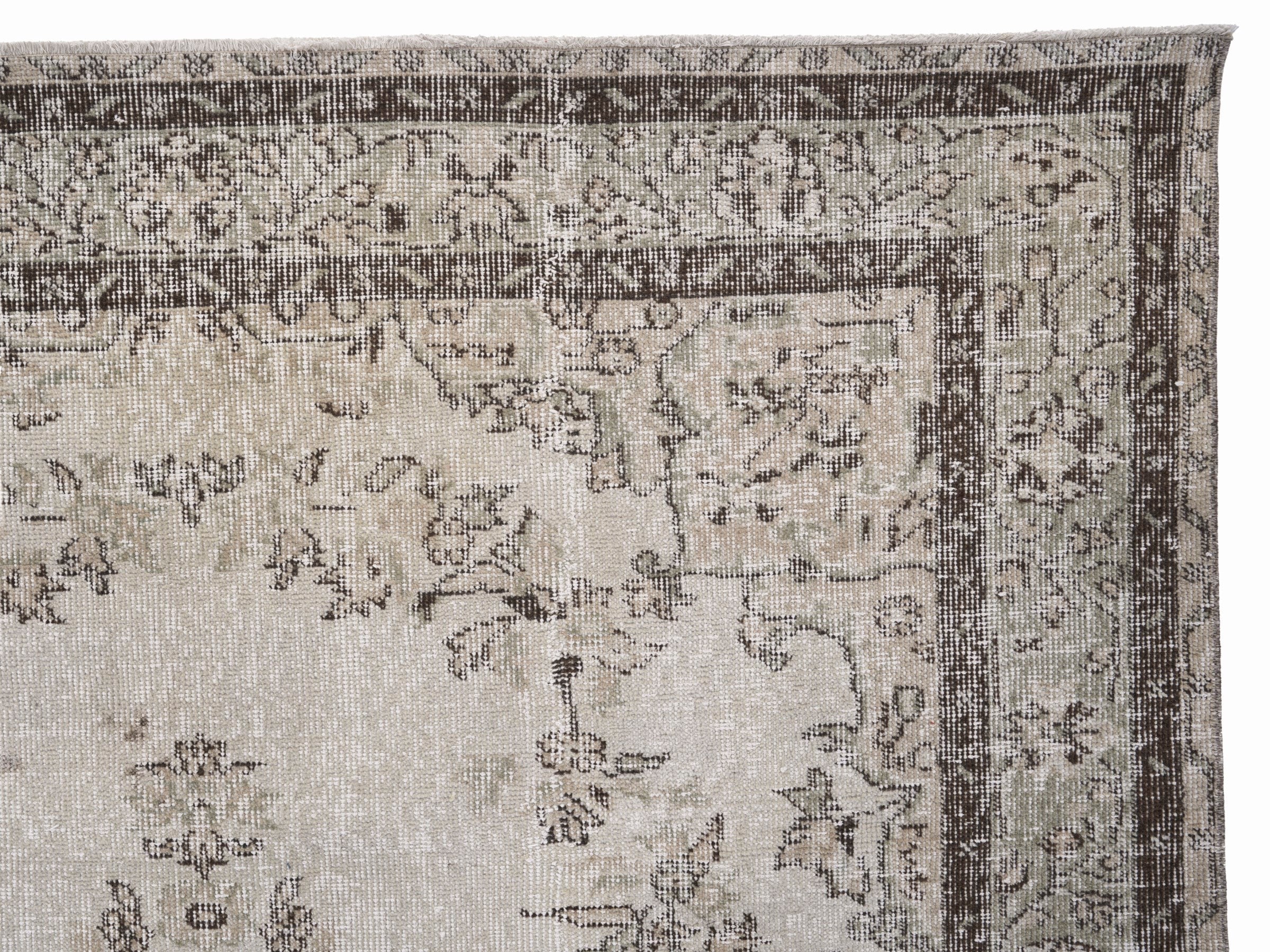 Turkish Isparta area rug in cream and taupe, view 8 of 10