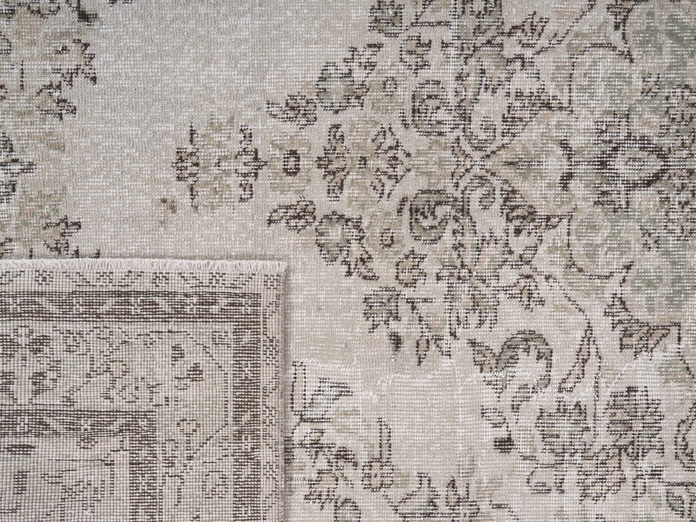 Turkish Isparta area rug in cream and taupe, view 10 of 10