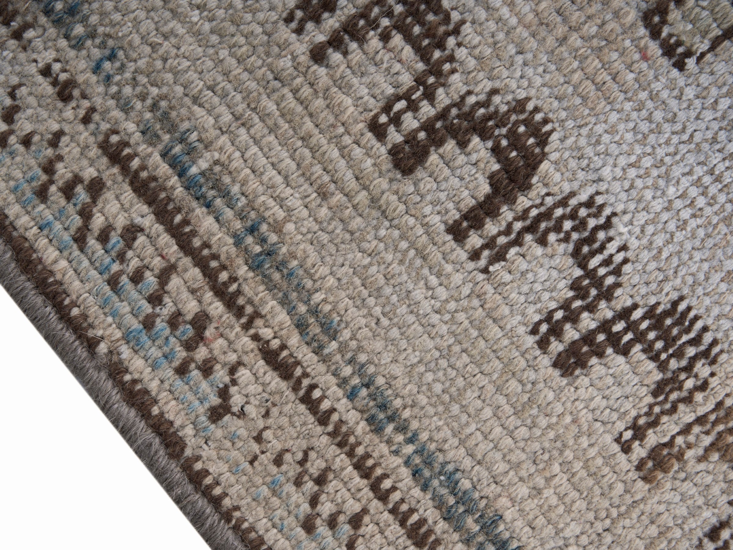 Persian Zanjan accent rug in cream and blue, view 6 of 10