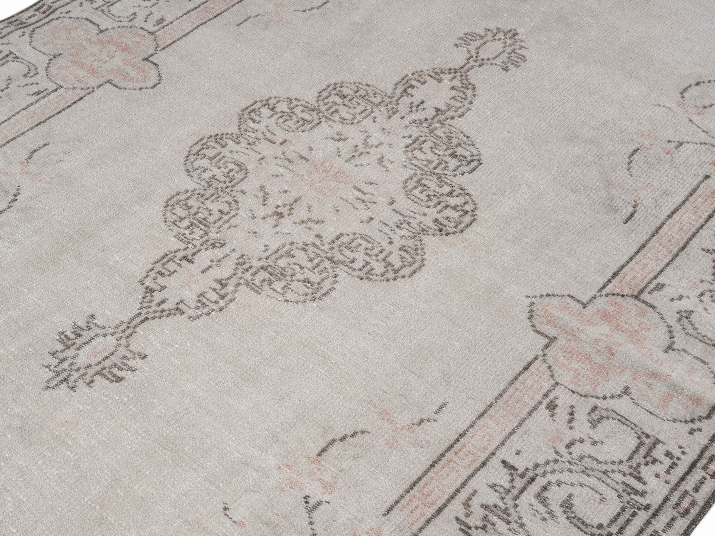 Turkish Manisa area rug in cream and greige, view 5 of 10