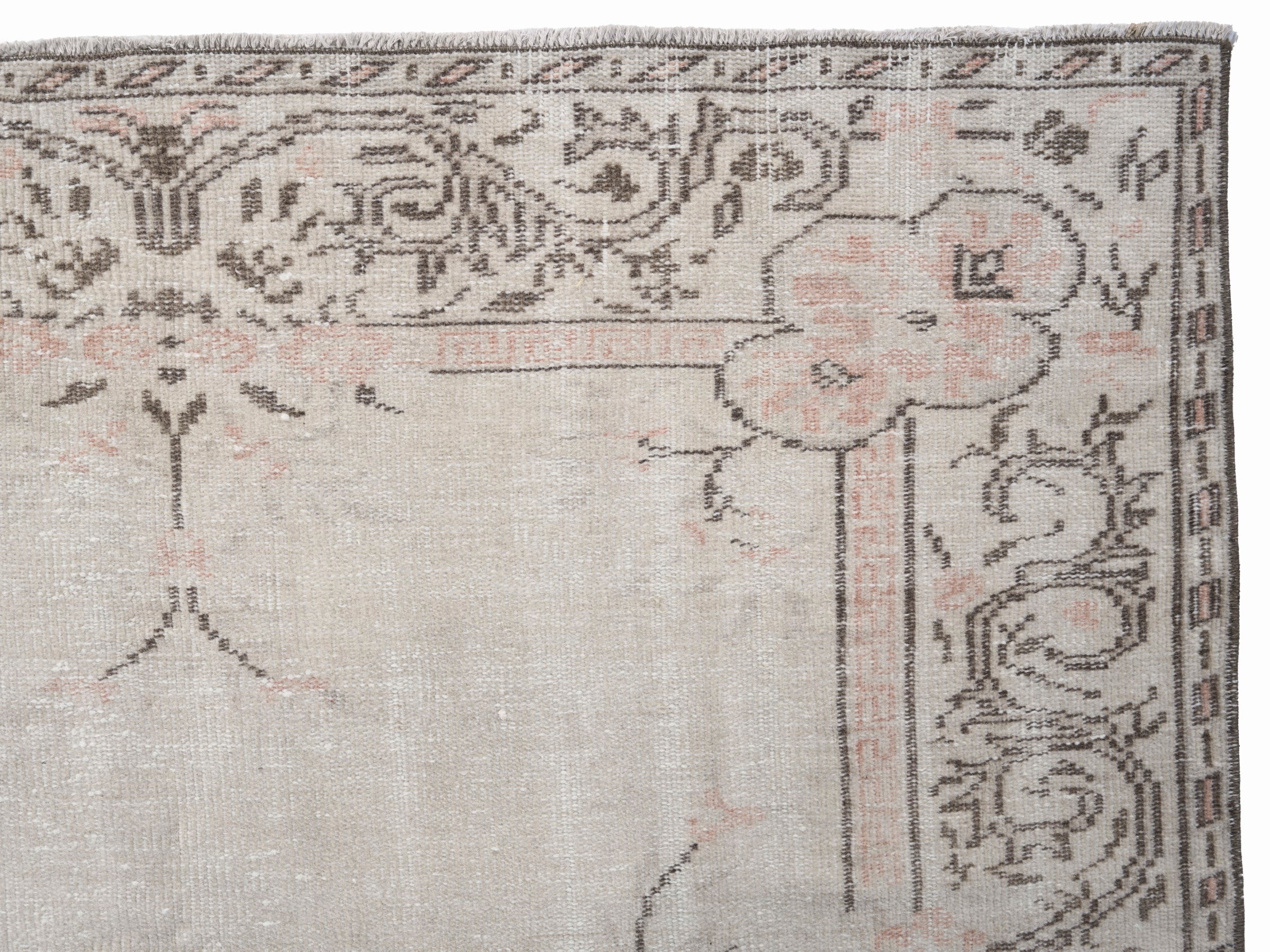 Turkish Manisa area rug in cream and greige, view 8 of 10