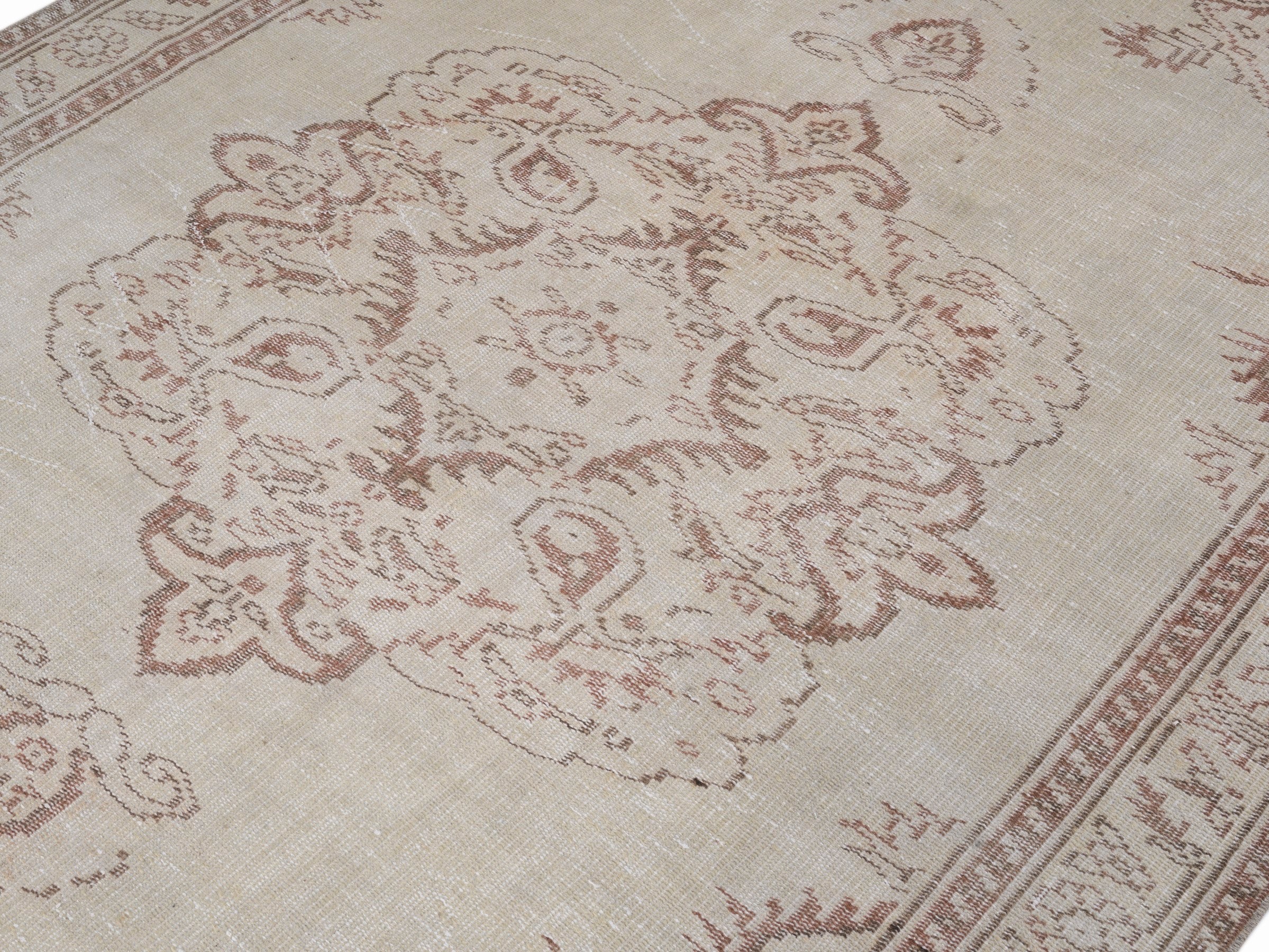 Turkish Manisa area rug in cream and muted pink, view 5 of 10