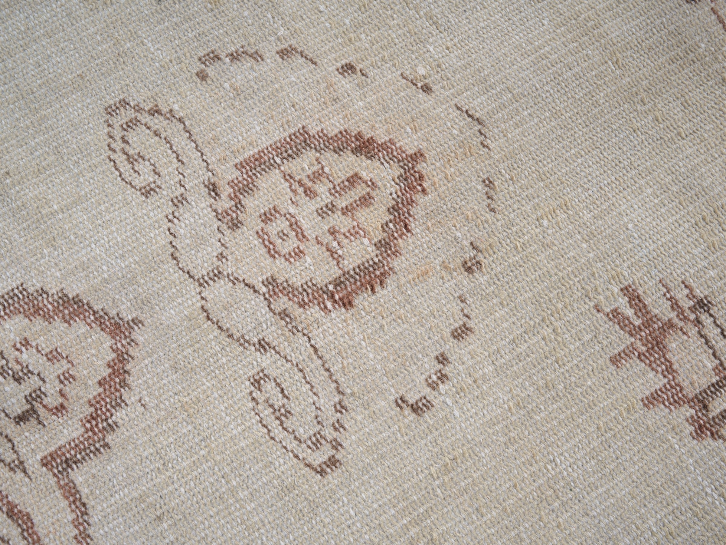 Turkish Manisa area rug in cream and muted pink, view 7 of 10