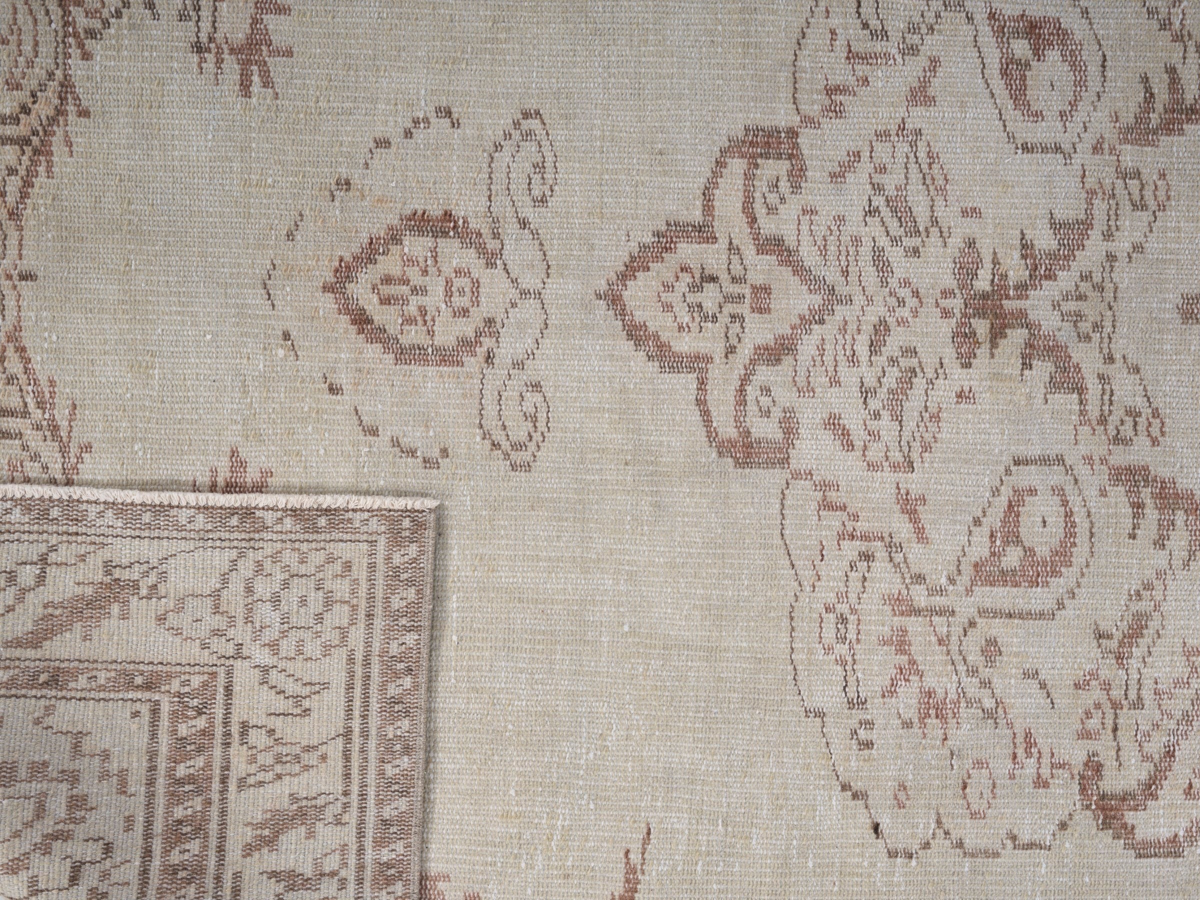Turkish Manisa area rug in cream and muted pink, view 10 of 10