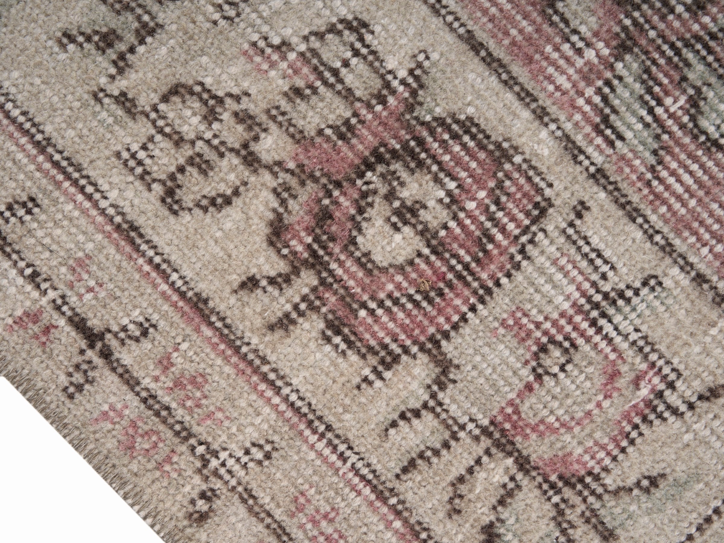 Turkish Isparta area rug in cream and muted pink, view 6 of 10