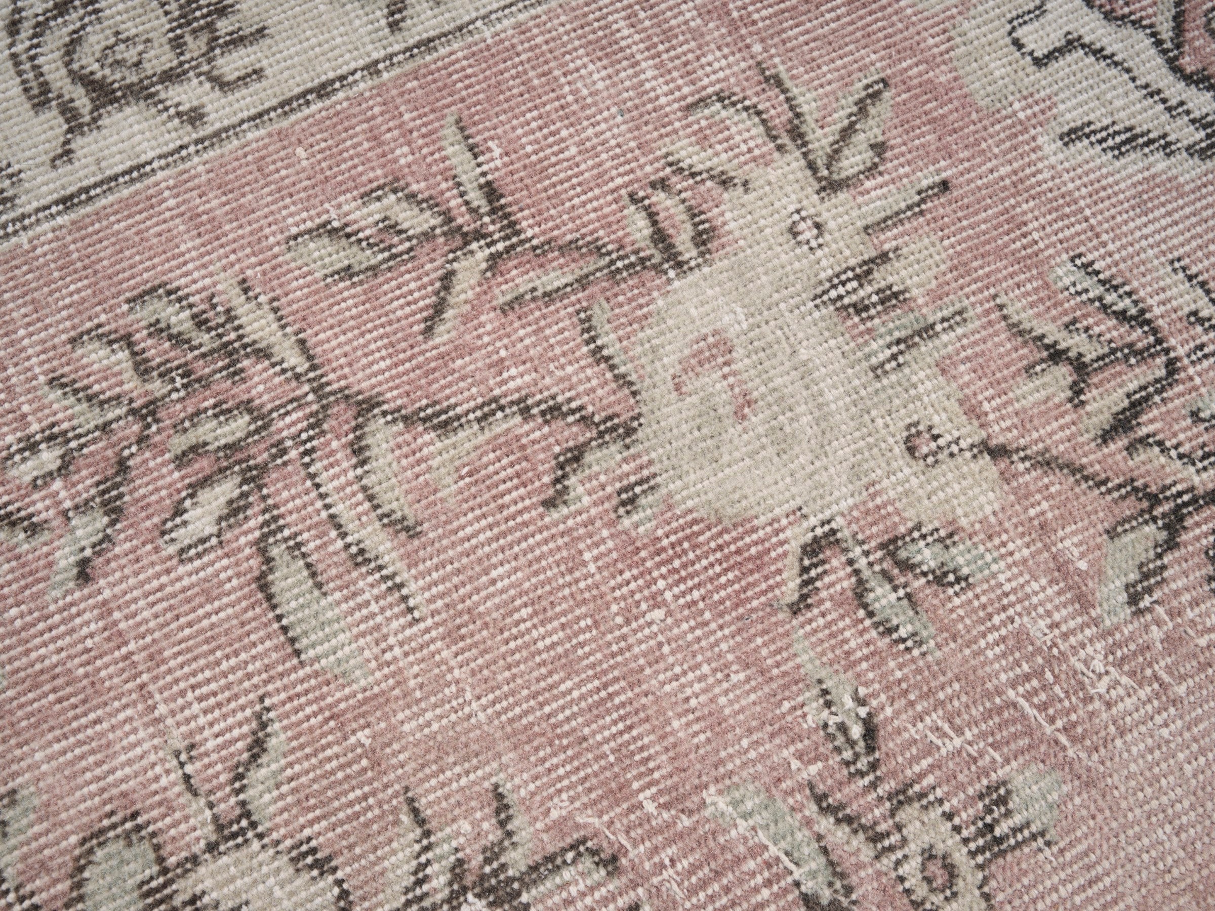 Turkish Isparta area rug in cream and muted pink, view 7 of 10