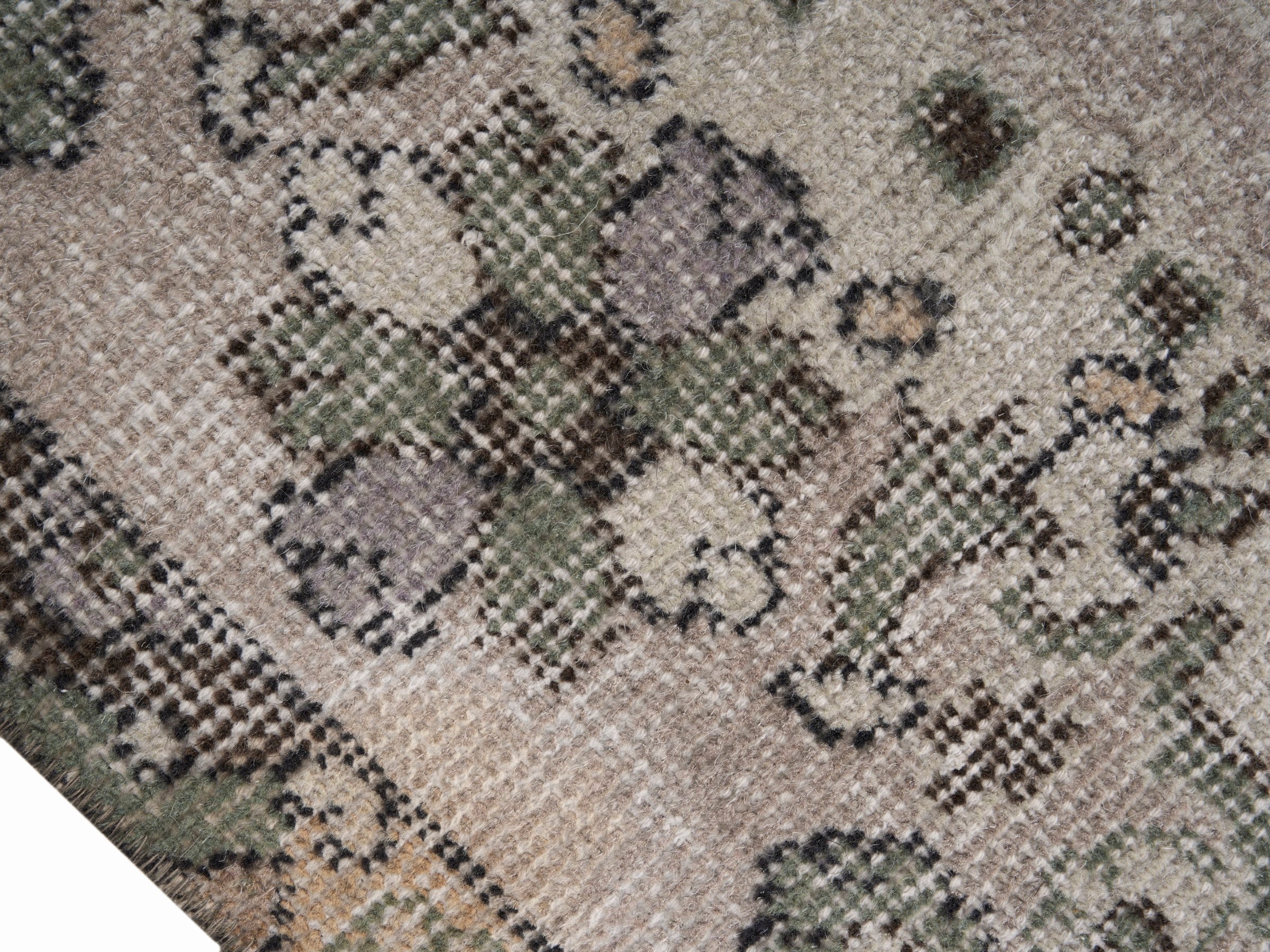 Turkish Isparta area rug in cream and sage, view 6 of 10