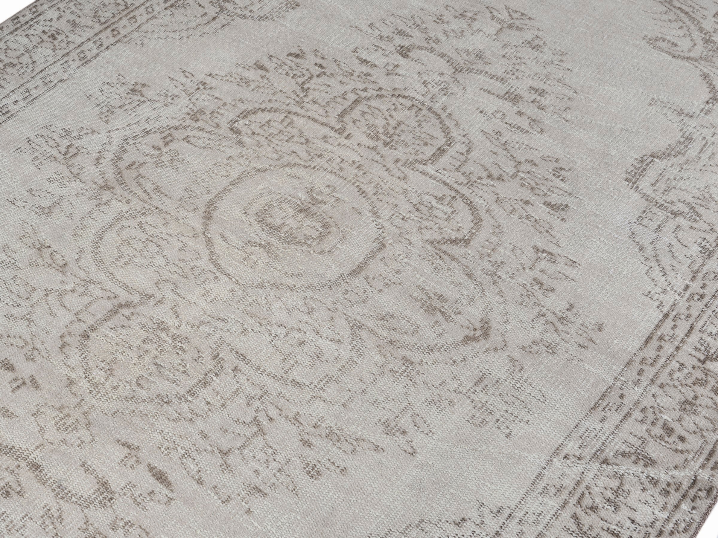 Turkish Manisa area rug in cream and greige, view 5 of 10