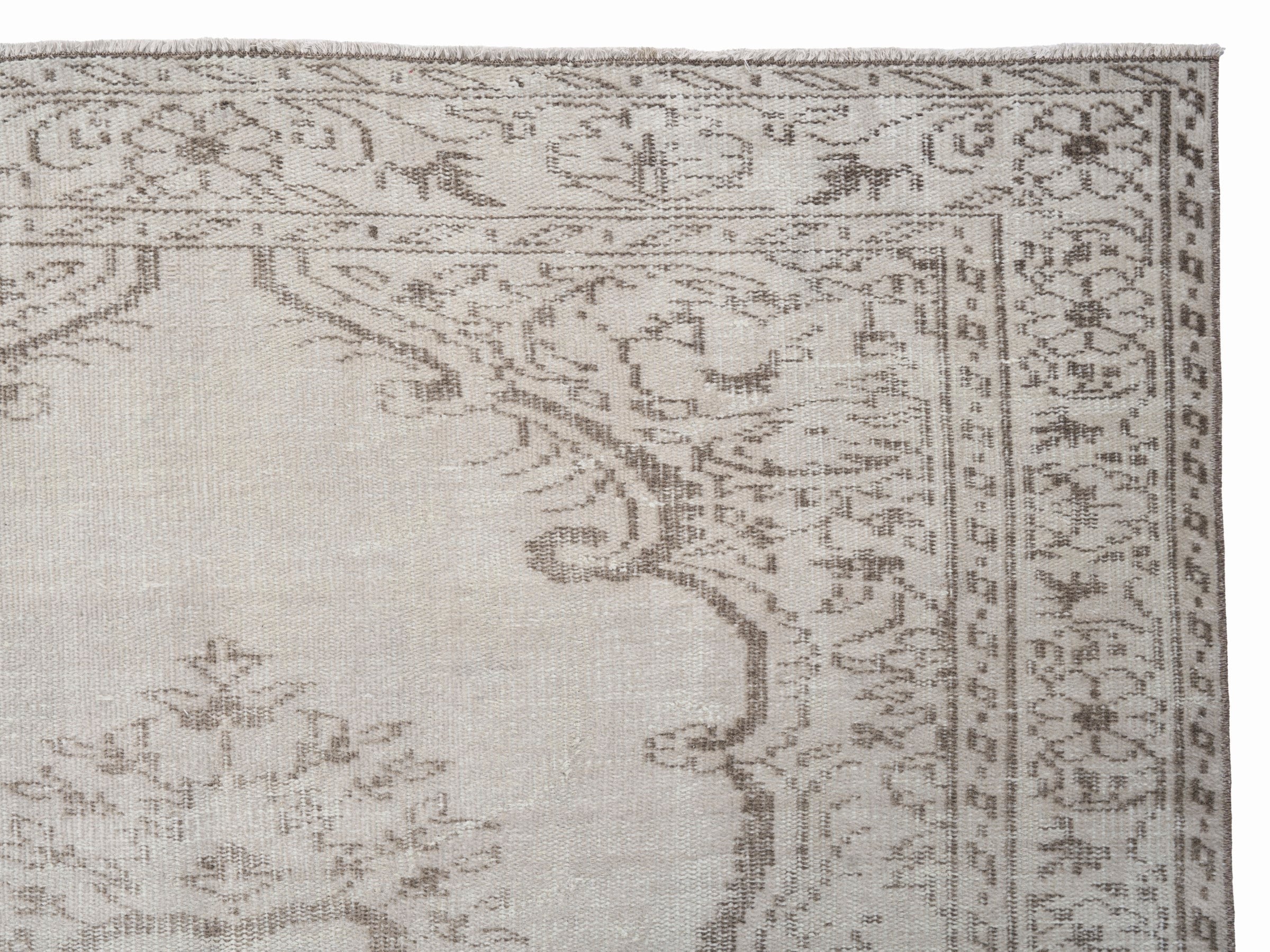 Turkish Manisa area rug in cream and greige, view 8 of 10