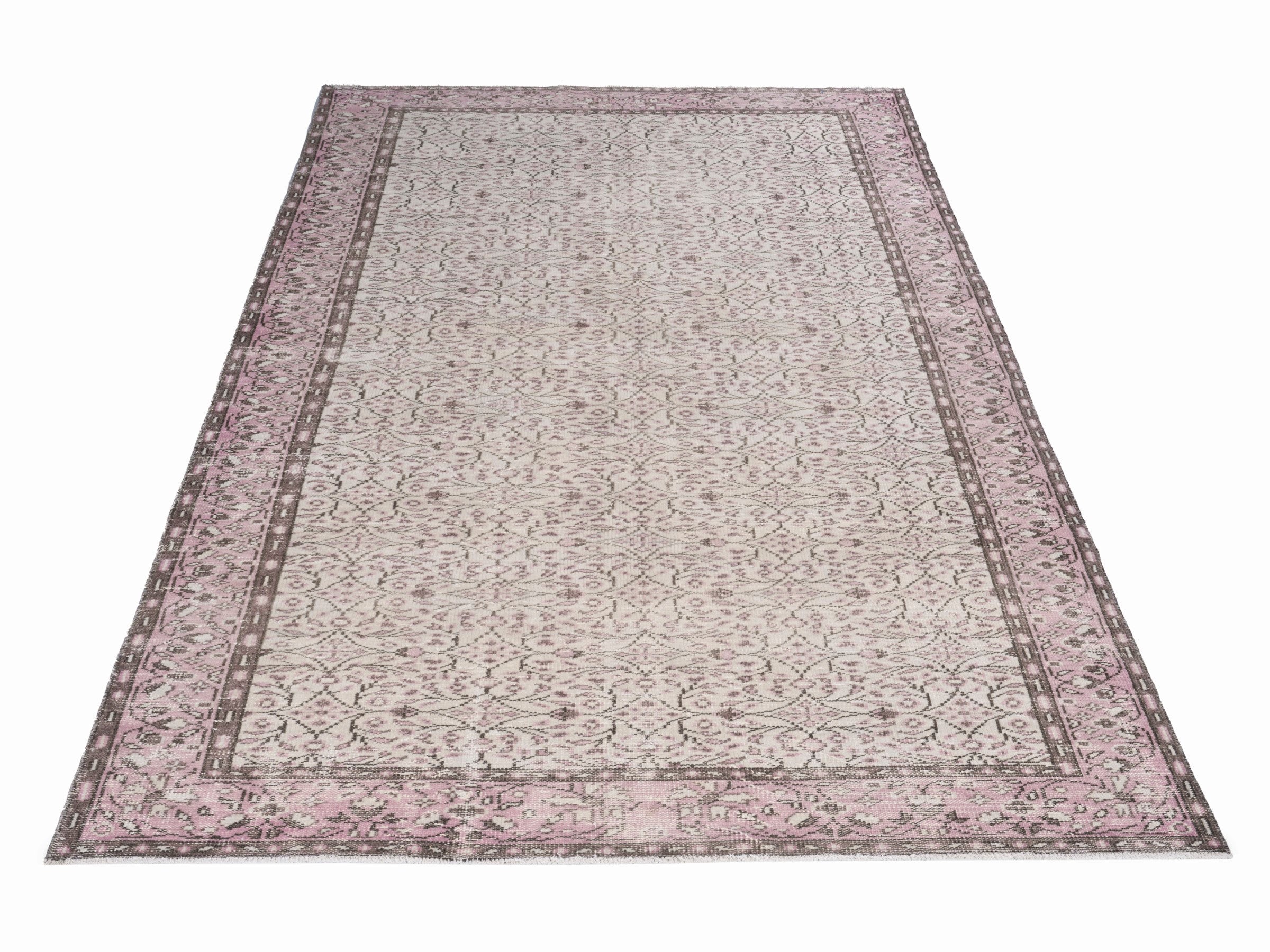 Turkish Manisa area rug in cream and muted pink, view 2 of 10