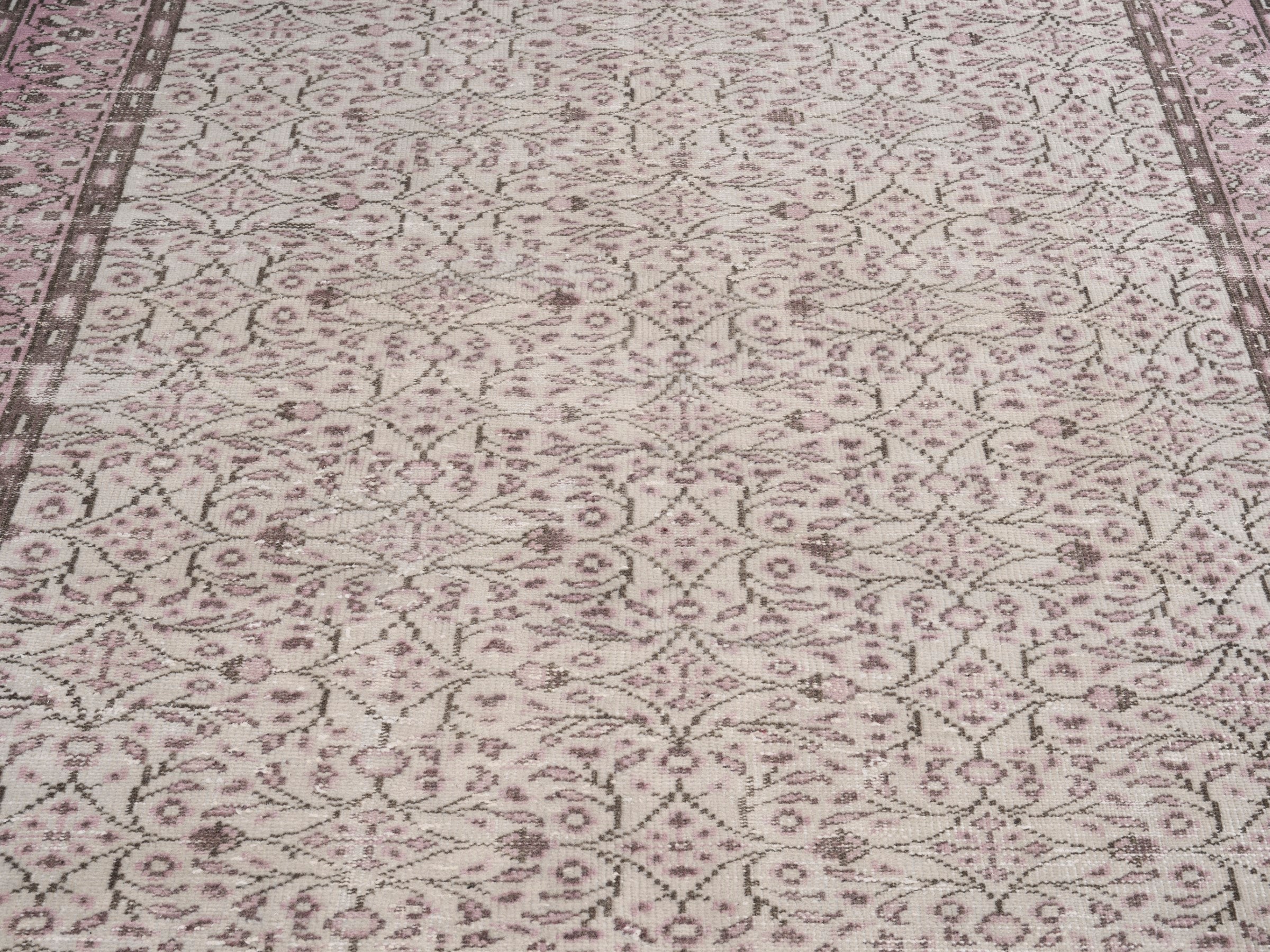 Turkish Manisa area rug in cream and muted pink, view 4 of 10
