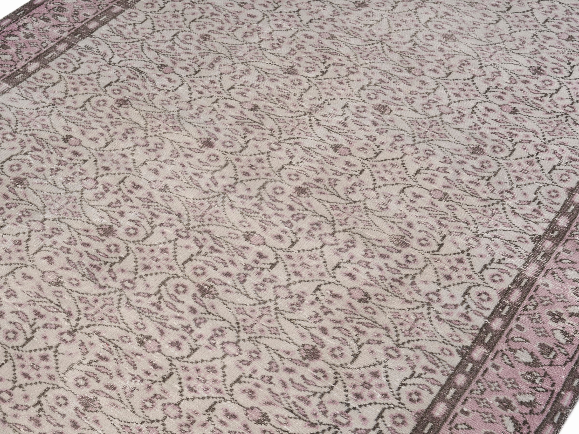 Turkish Manisa area rug in cream and muted pink, view 5 of 10