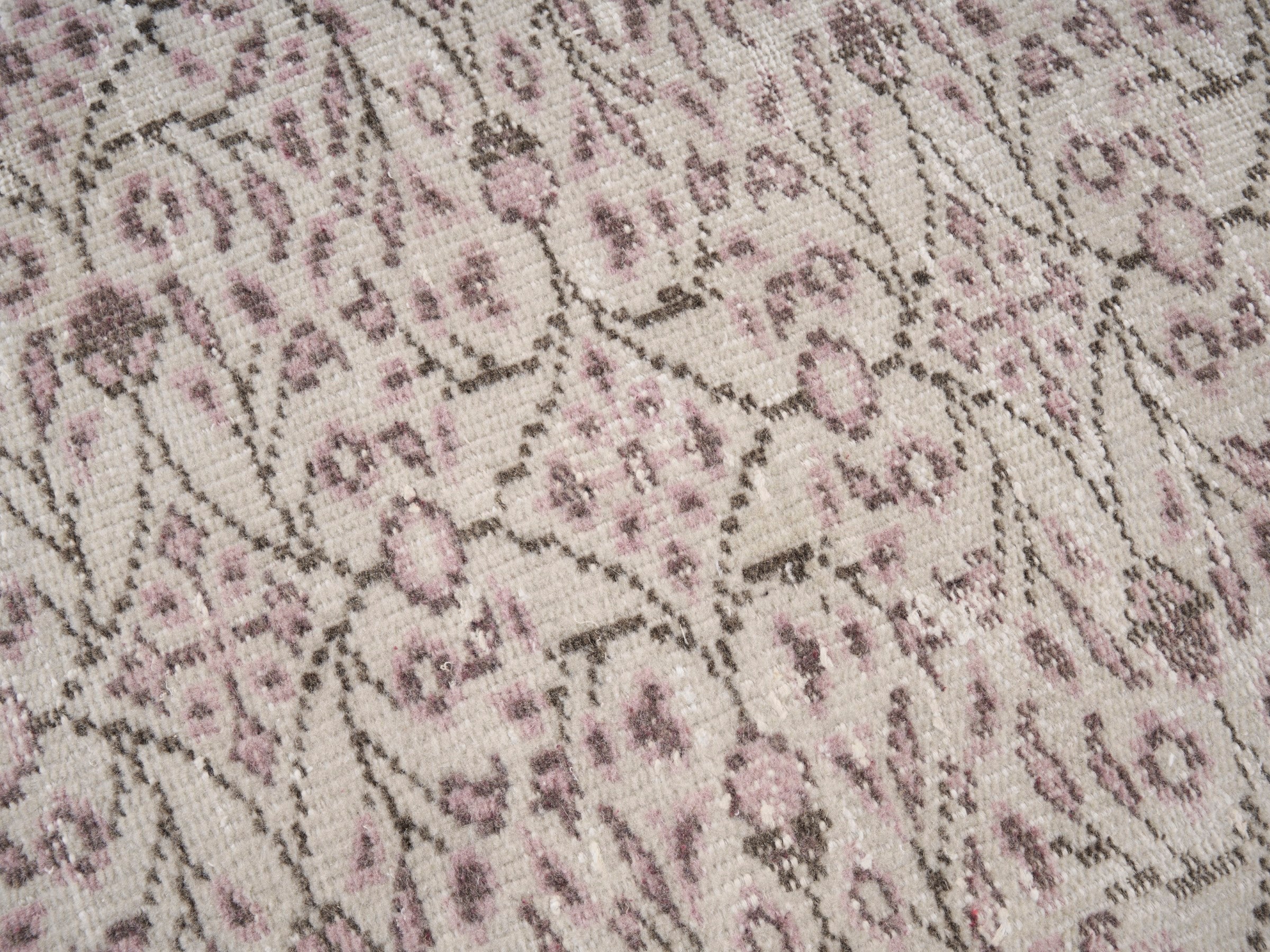 Turkish Manisa area rug in cream and muted pink, view 7 of 10