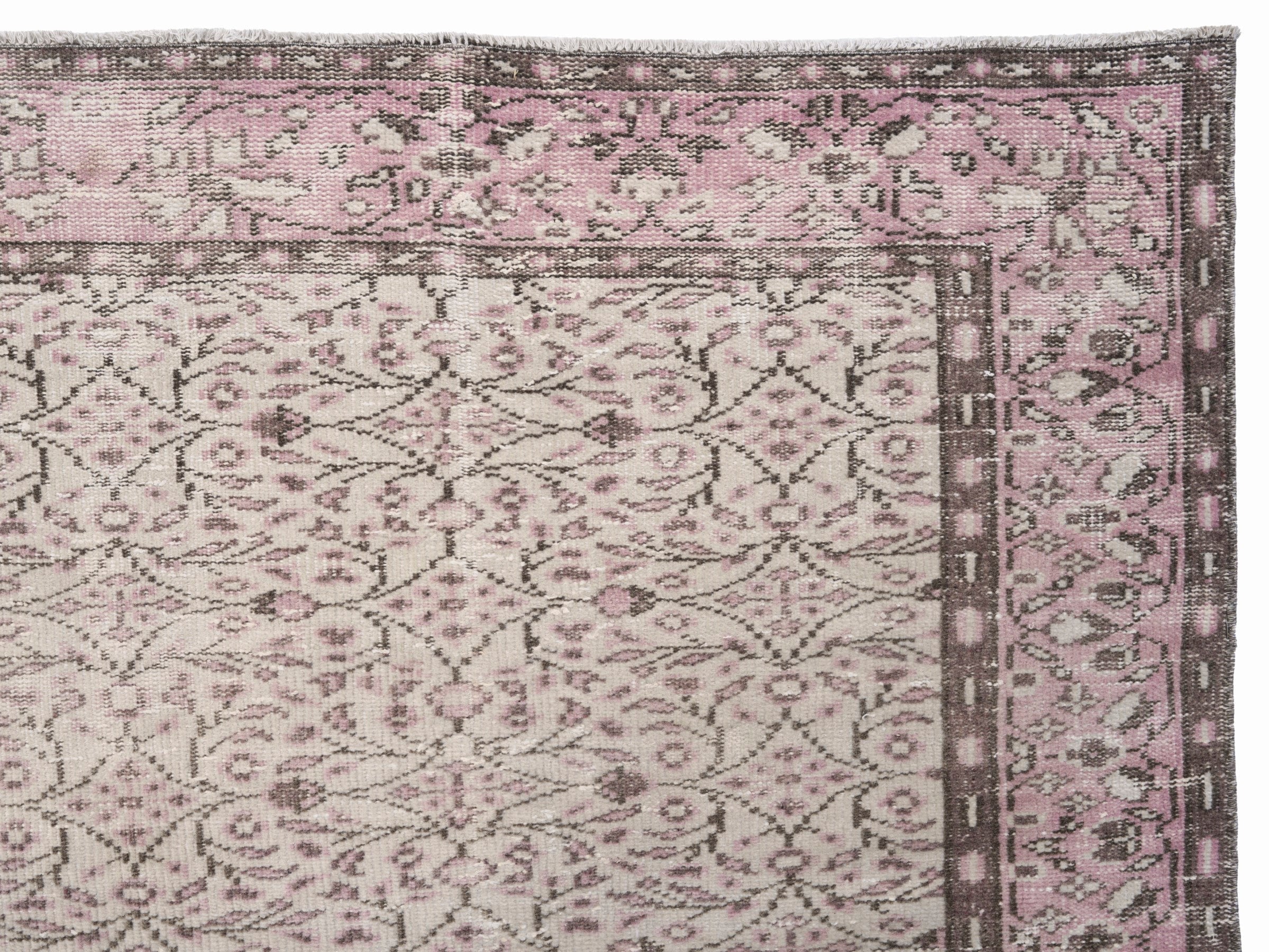 Turkish Manisa area rug in cream and muted pink, view 8 of 10