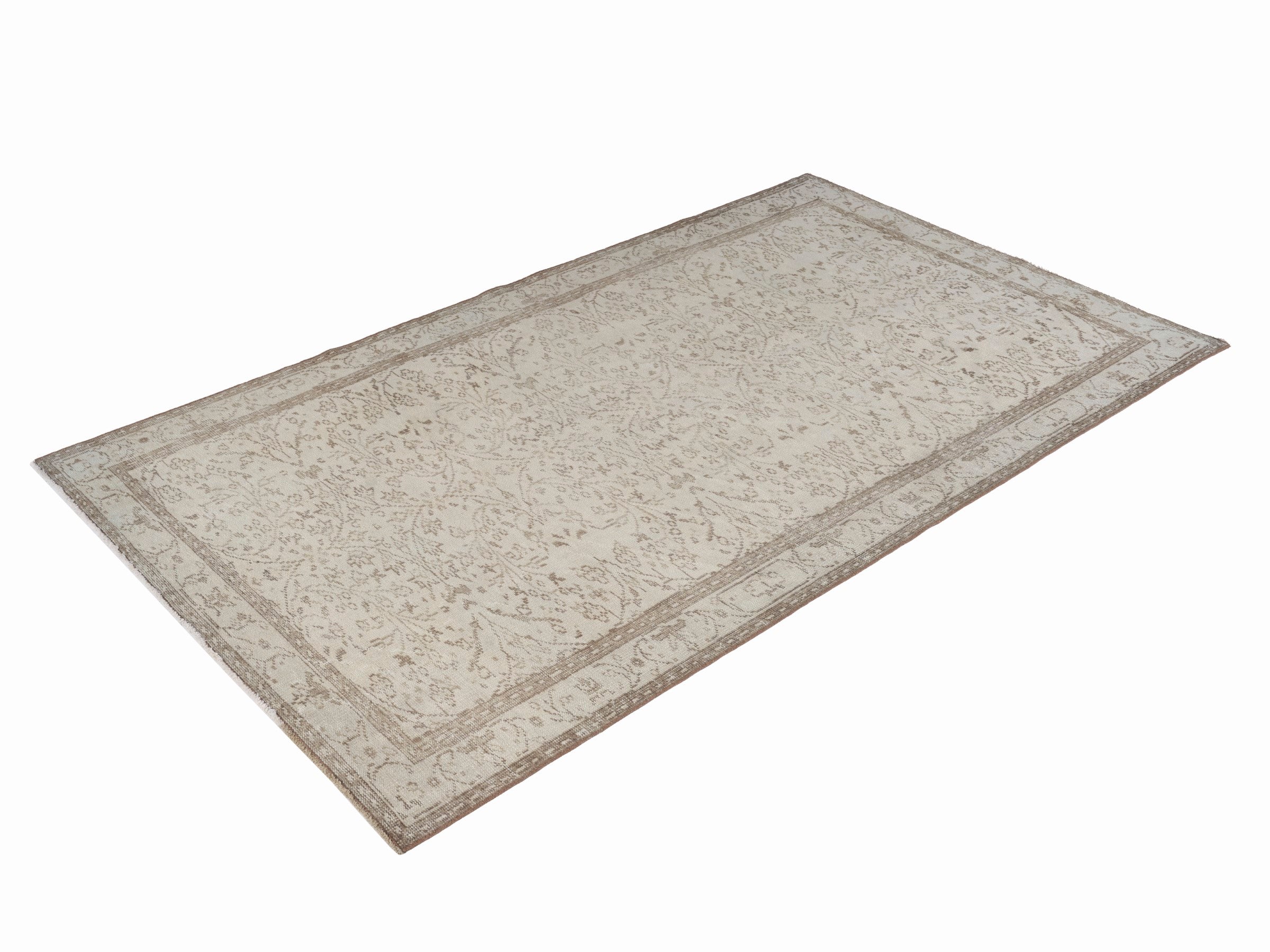Turkish Manisa area rug in cream and greige, view 3 of 10